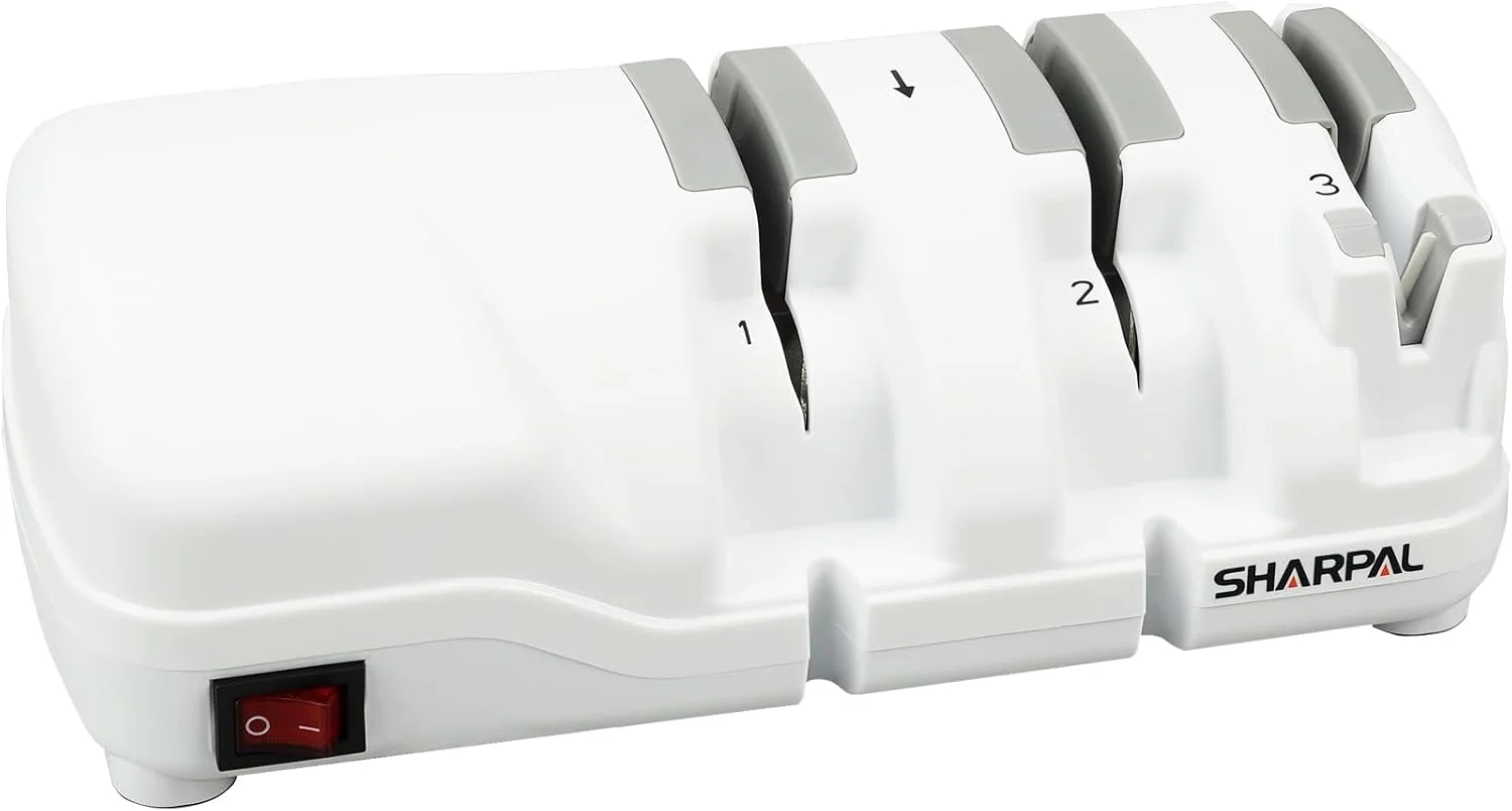 تیزکن برقی چاقو شارپال مدل 198H - سیستم حرفه ای سه مرحله ای تیز کردن چاقو با چرخ های الماسه، مناسب برای چاقوهای لبه صاف و دندانه دار، نتیجه سریع و بسیار تیز