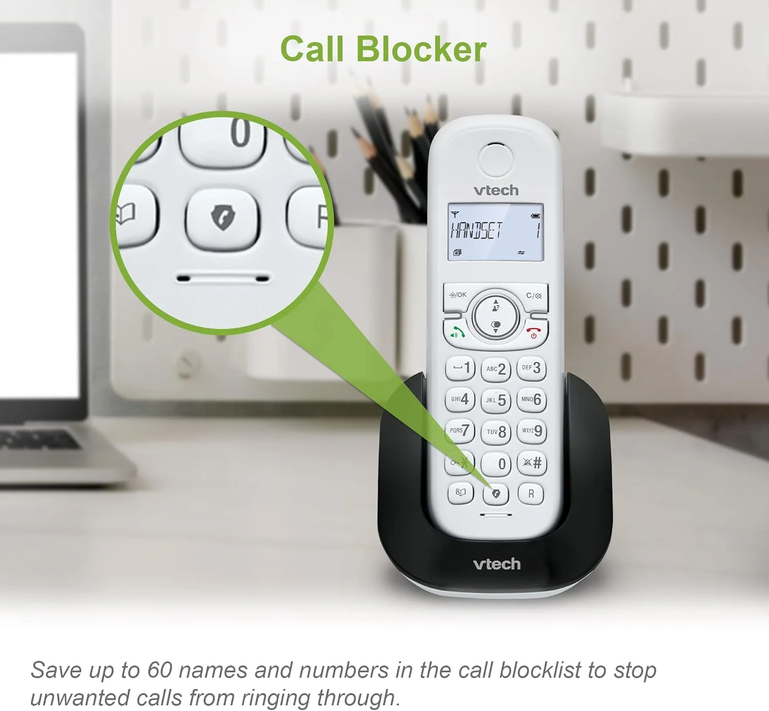 تلفن بی سیم دو گوشی VTech CS1501 DECT با قابلیت مسدود کردن تماس، نمایشگر شناسه تماس گیرنده/انتظار تماس، بلندگوی هندزفری، صفحه کلید و نمایشگر دارای نور پس زمینه و شارژر دوگانه تلفن بی سیم دو گوشی VTech CS1501 DECT با قابلیت مسدود کردن تماس، نمایشگر شناسه تماس گیرنده/انتظار تماس، بلندگوی هندزفری، صفحه کلید و نمایشگر دارای نور پس زمینه و شارژر دوگانه