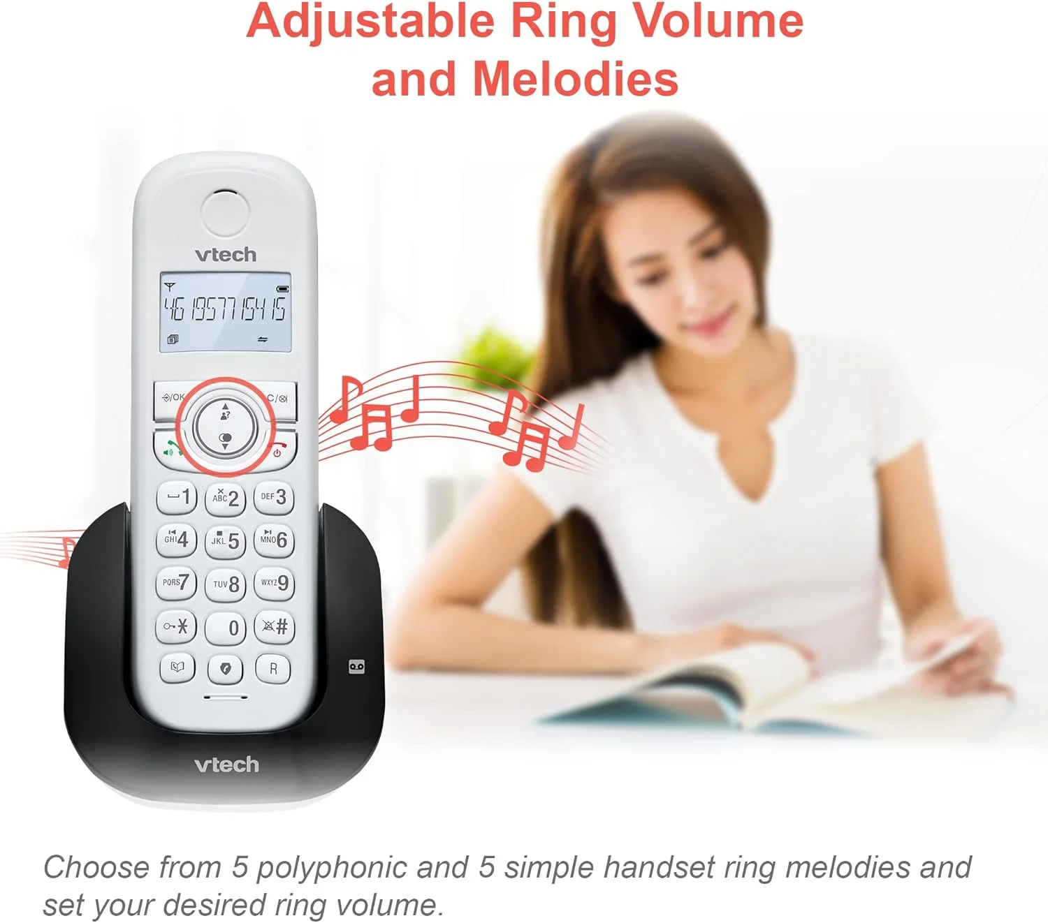 تلفن بی سیم DECT مدل VTech CS1550 با منشی تلفنی و مسدود کننده تماس، 1 گوشی، تلفن های ثابت خانگی، سفید، شناسه تماس گیرنده/انتظار تماس، شماره گیری مجدد، هندزفری، صفحه نمایش و صفحه کلید روشن تلفن بی سیم DECT مدل VTech CS1550 با منشی تلفنی و مسدود کننده تماس، 1 گوشی، تلفن های ثابت خانگی، سفید، شناسه تماس گیرنده/انتظار تماس، شماره گیری مجدد، هندزفری، صفحه نمایش و صفحه کلید روشن