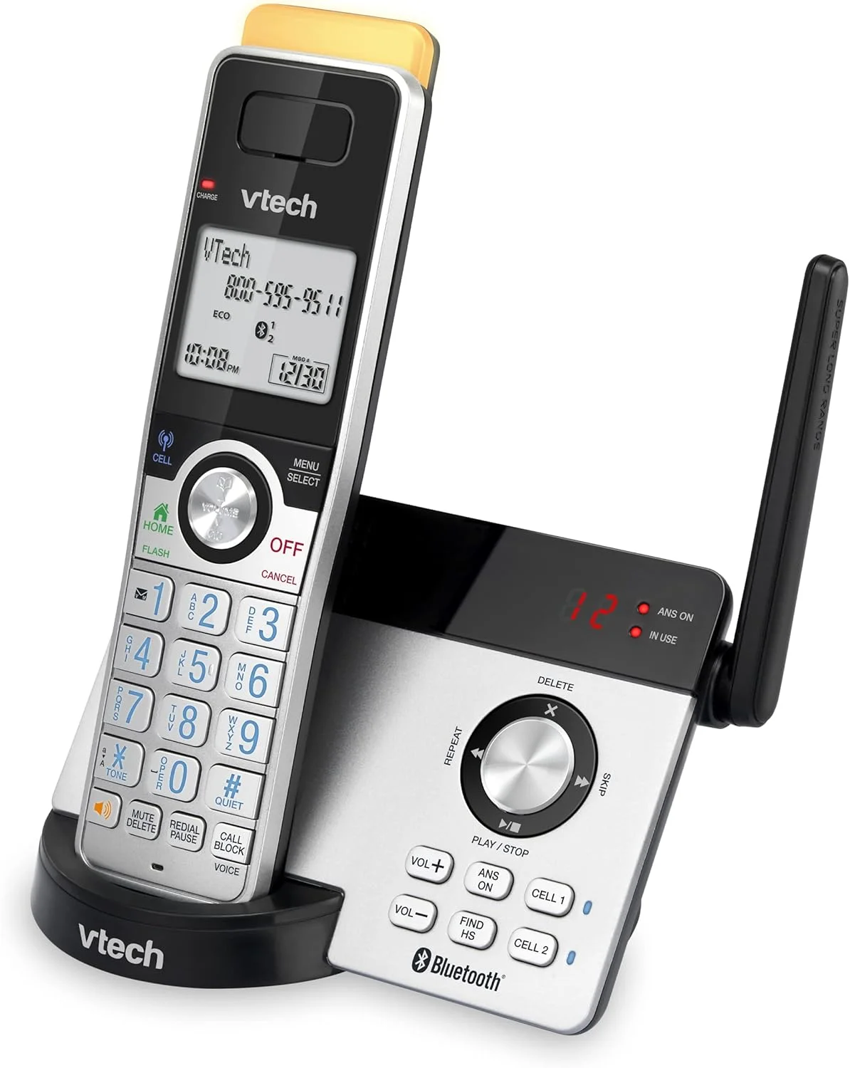 تلفن بی سیم دوربرد VTECH IS8121 با برد فوق العاده تا 700 متر، بلوتوث، قابلیت ارتقا DECT 6.0 برای منزل با منشی تلفنی، مسدود کردن تماس، اتصال به تلفن همراه، ارتباط داخلی و قابلیت ارتقا تا 5 گوشی تلفن بی سیم دوربرد VTECH IS8121 با برد فوق العاده تا 700 متر، بلوتوث، قابلیت ارتقا DECT 6.0 برای منزل با منشی تلفنی، مسدود کردن تماس، اتصال به تلفن همراه، ارتباط داخلی و قابلیت ارتقا تا 5 گوشی