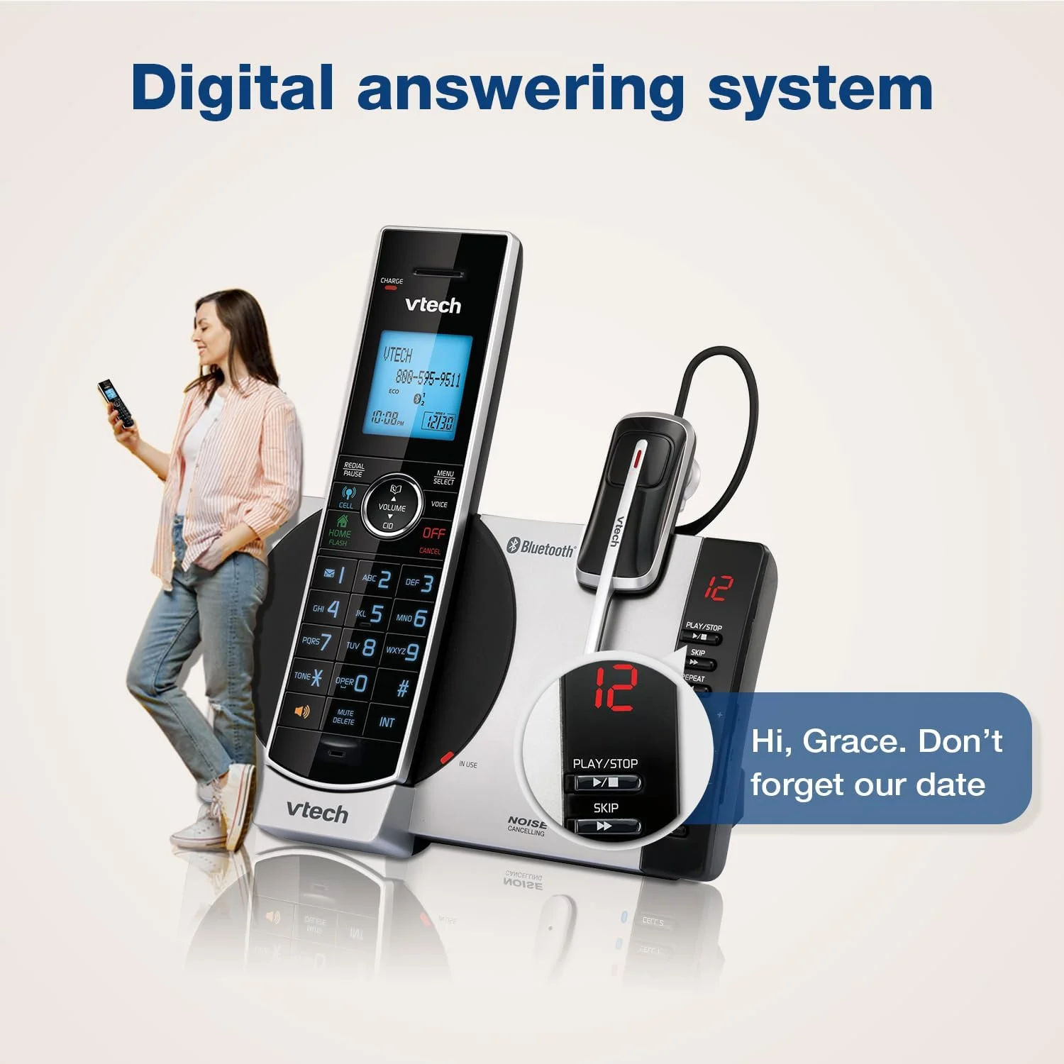تلفن بی سیم VTech Connect to Cell DS6771-3 DECT 6.0 - مشکی، نقره ای، 17.5 x 10.1 x 16.7 سانتیمتر تلفن بی سیم VTech Connect to Cell DS6771-3 DECT 6.0 - مشکی، نقره ای، 17.5 x 10.1 x 16.7 سانتیمتر