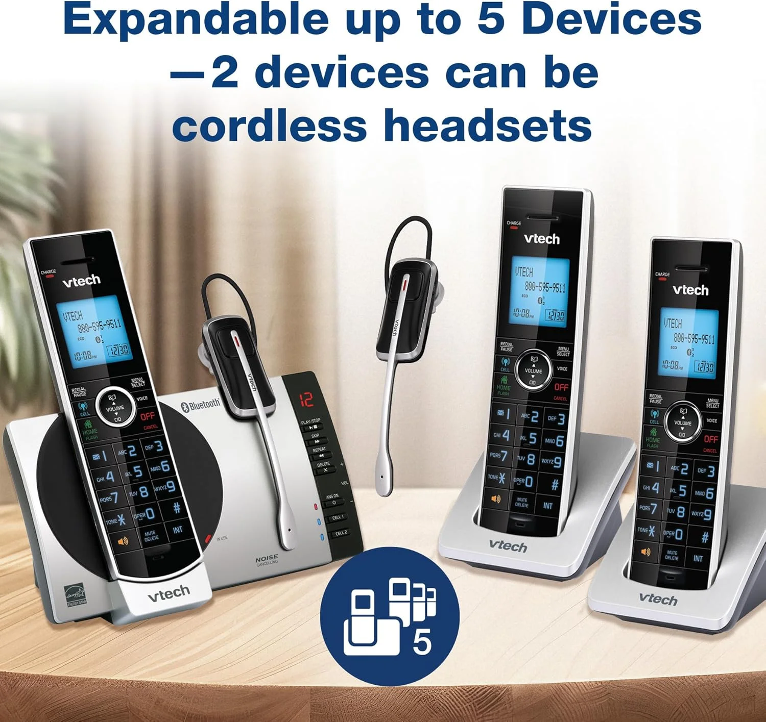 تلفن بی سیم VTech Connect to Cell DS6771-3 DECT 6.0 - مشکی، نقره ای، 17.5 x 10.1 x 16.7 سانتیمتر تلفن بی سیم VTech Connect to Cell DS6771-3 DECT 6.0 - مشکی، نقره ای، 17.5 x 10.1 x 16.7 سانتیمتر