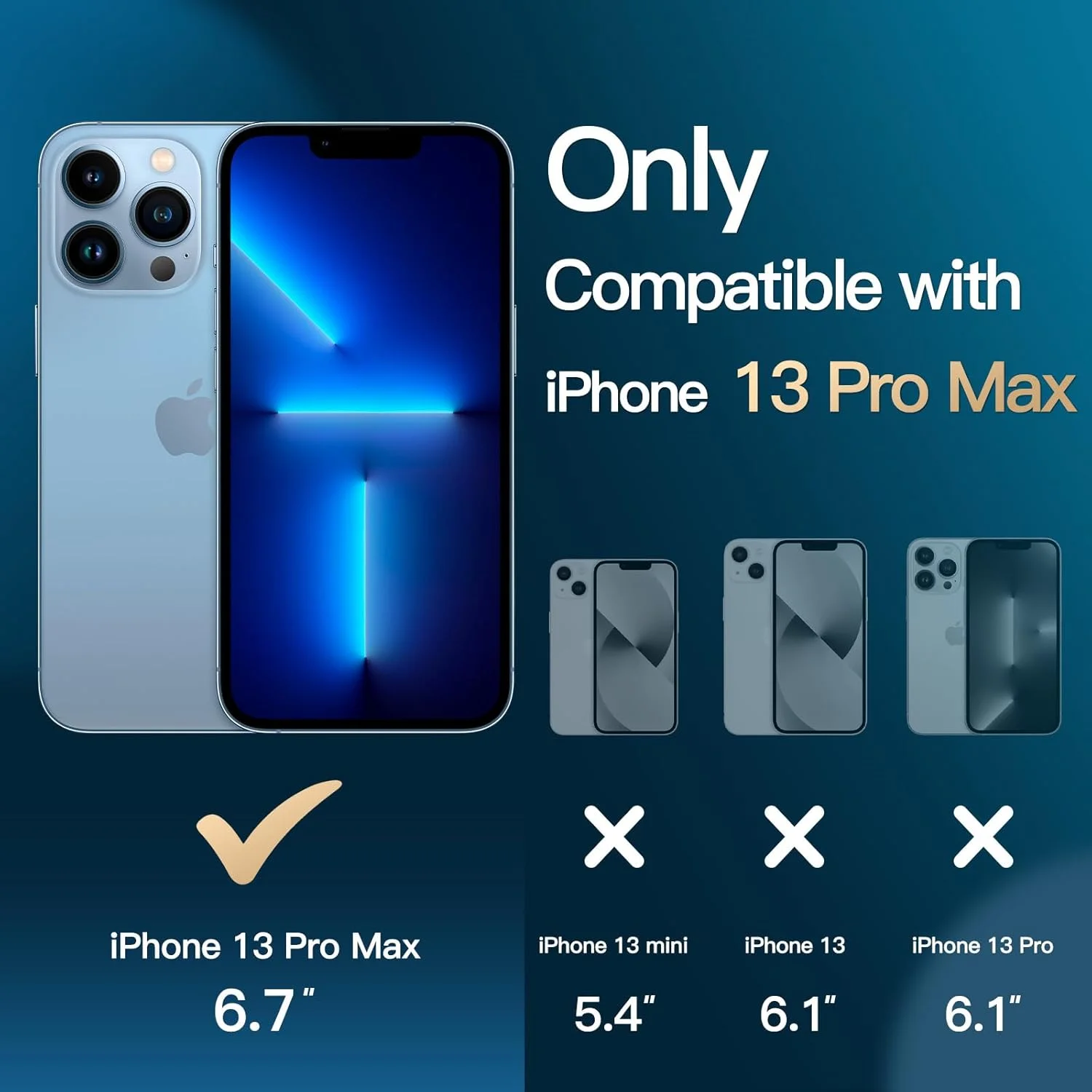 کاور محافظ دو تکه JETech مناسب برای آیفون 13 پرو مکس 6.7 اینچی، به همراه 2 عدد محافظ صفحه نمایش، کاور گوشی ضد ضربه و ضد زردی، محافظ تمام صفحه شیشه ای حرارت دیده (آبی تیره)