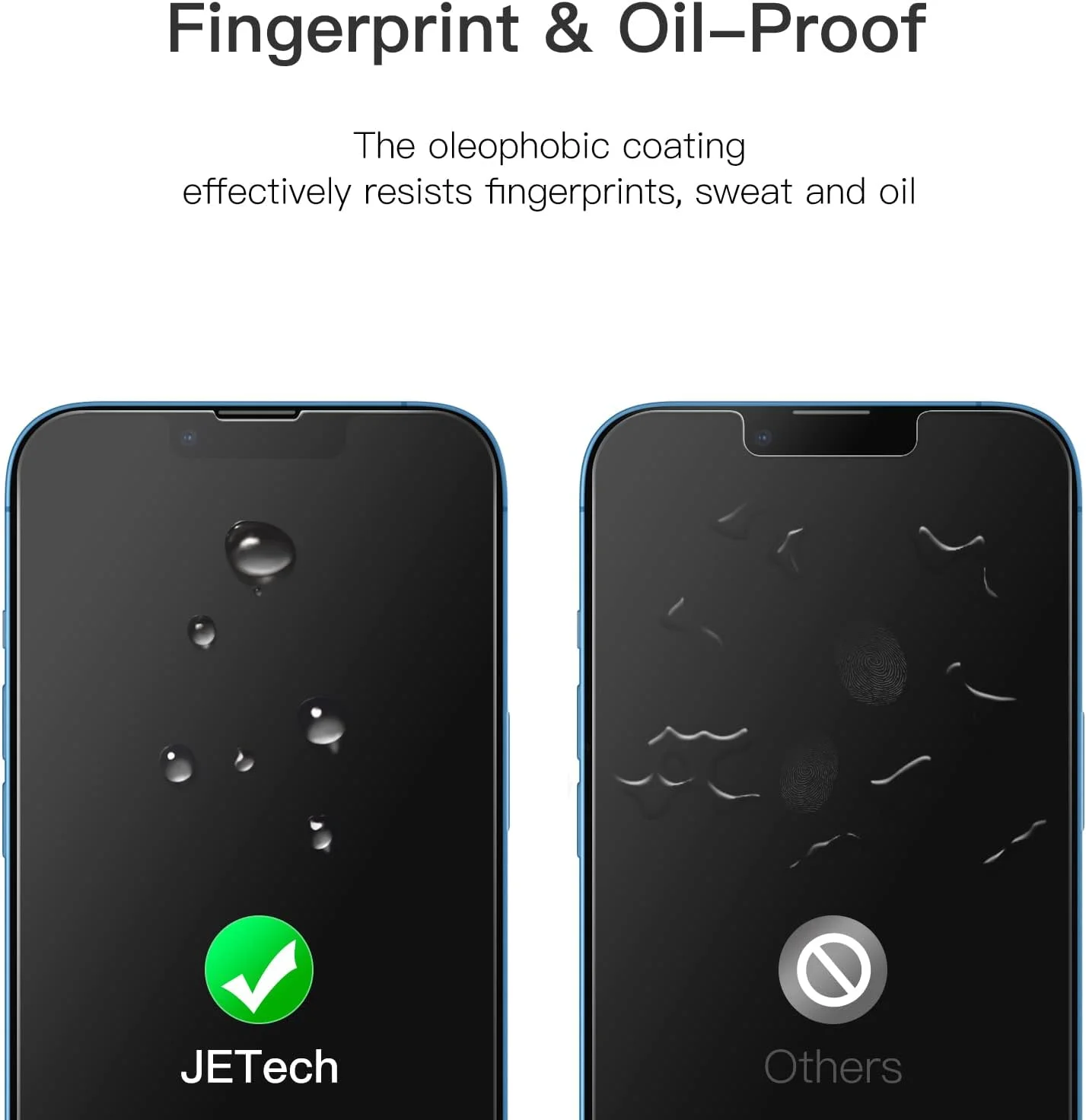 محافظ صفحه نمایش پوشش کامل JETech برای آیفون 13 پرو مکس 6.7 اینچی، فیلم شیشه ای حرارت دیده 9H سازگار با قاب، شفاف HD، بسته 3 عددی