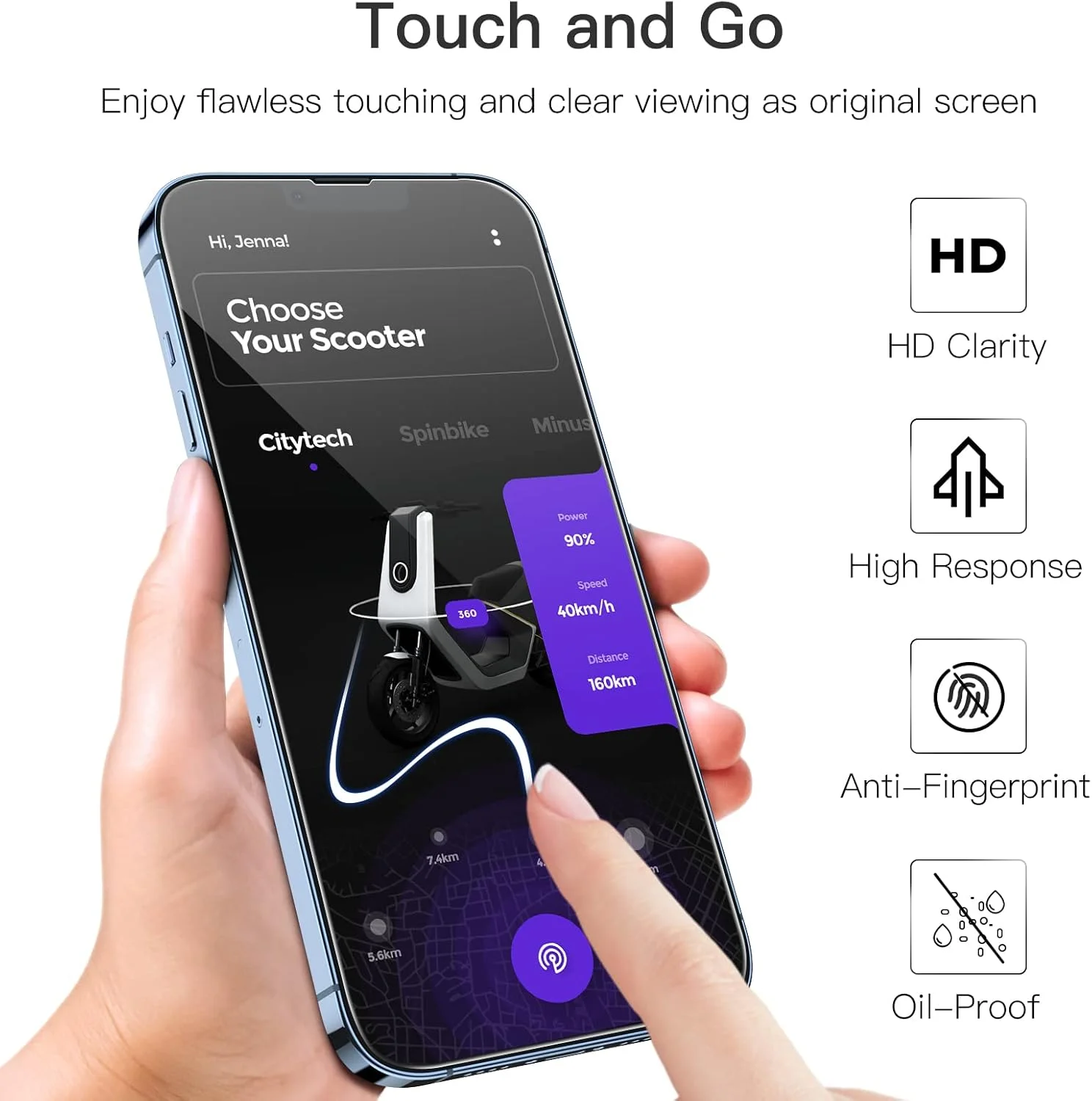 محافظ صفحه نمایش پوشش کامل JETech برای آیفون 13 پرو مکس 6.7 اینچی، فیلم شیشه ای حرارت دیده 9H سازگار با قاب، شفاف HD، بسته 3 عددی