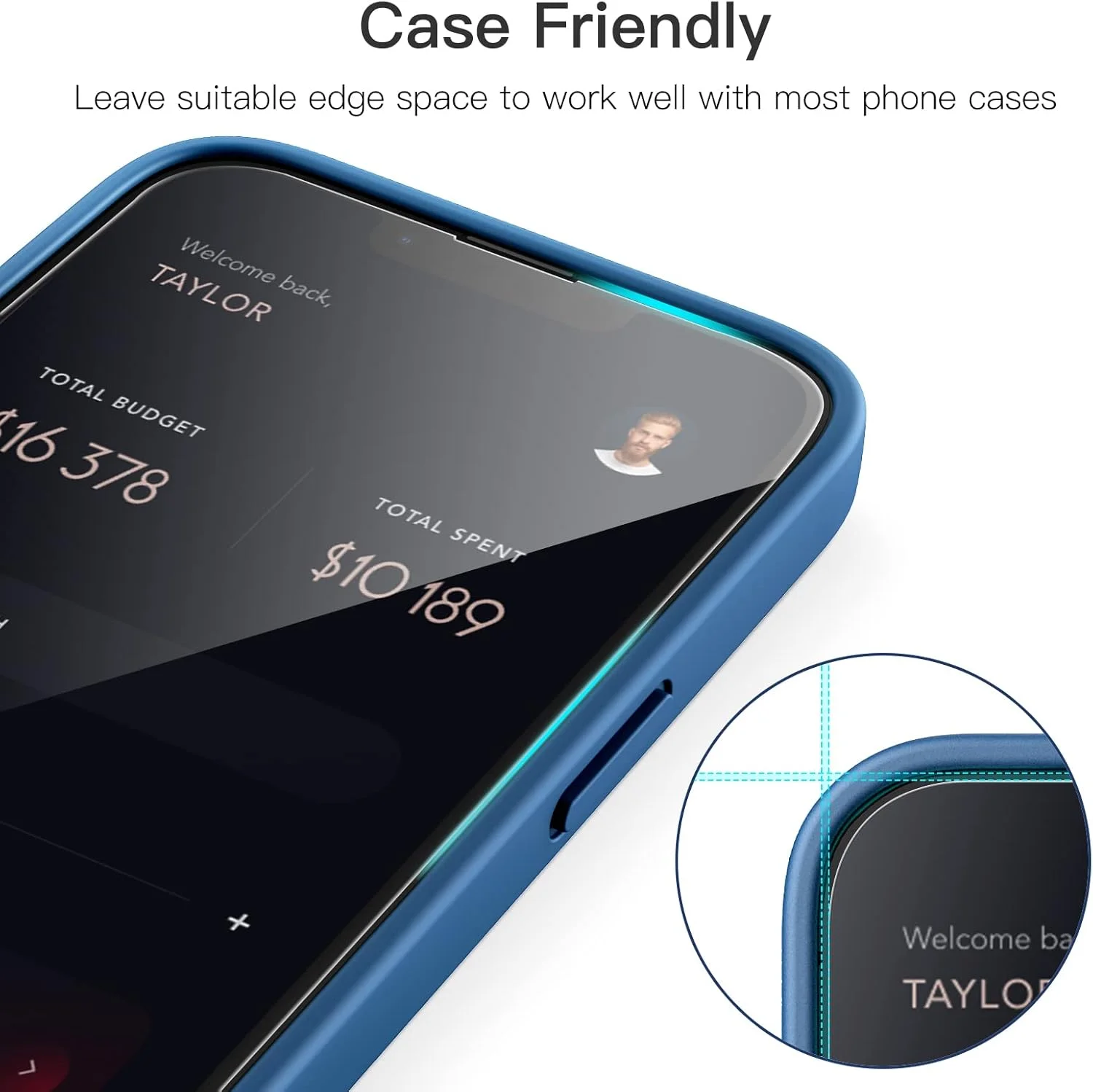 محافظ صفحه نمایش پوشش کامل JETech برای آیفون 13 پرو مکس 6.7 اینچی، فیلم شیشه ای حرارت دیده 9H سازگار با قاب، شفاف HD، بسته 3 عددی