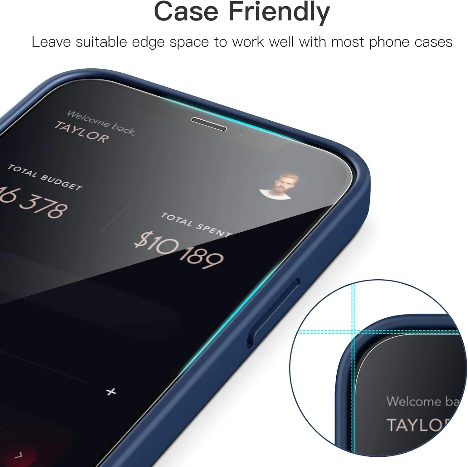 محافظ صفحه نمایش فول کاور JETech برای آیفون 12/12 پرو 6.1 اینچی، فیلم شیشه ای حرارت دیده 9H، سازگار با قاب، شفاف HD، بسته 3 عددی