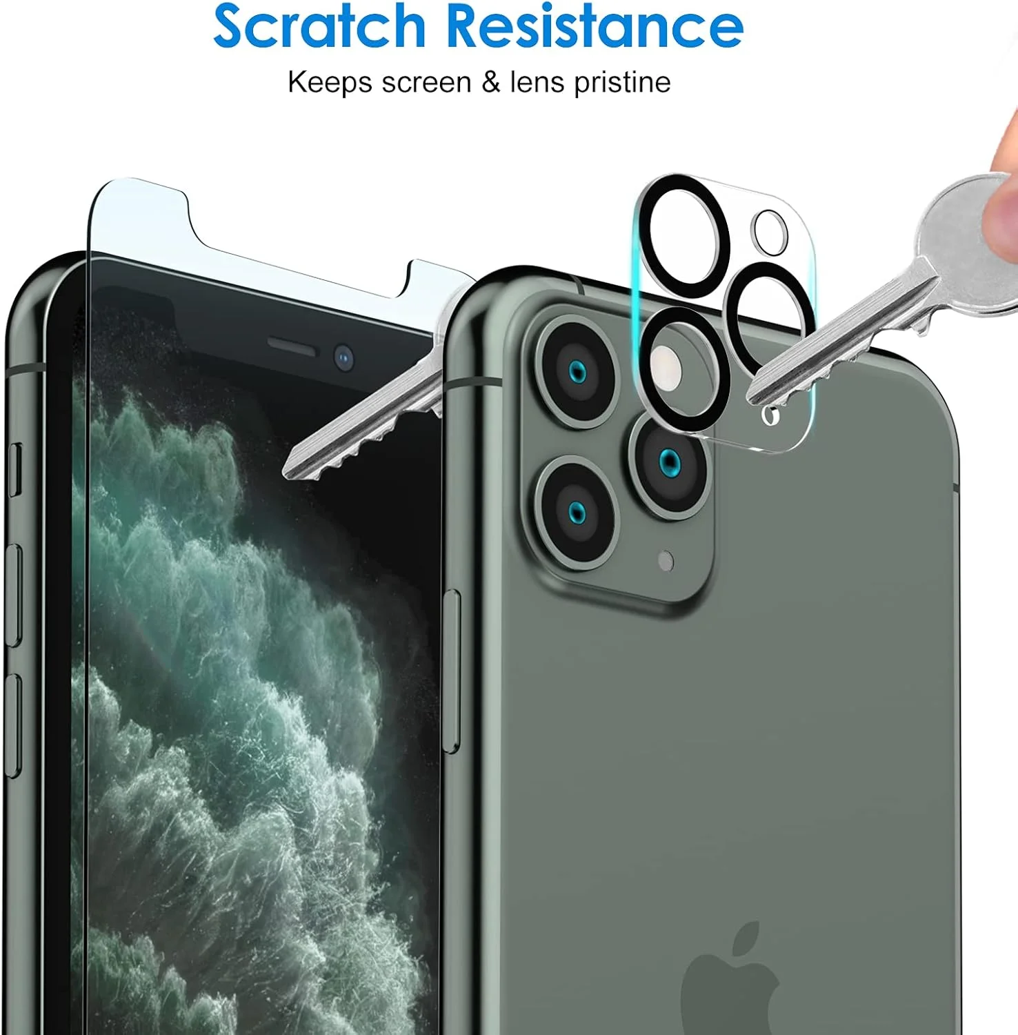 محافظ صفحه نمایش JETech برای آیفون 11 پرو مکس 6.5 اینچی به همراه محافظ لنز دوربین، فیلم شیشه ای حرارت دیده، بسته 2 عددی محافظ صفحه نمایش JETech برای آیفون 11 پرو مکس 6.5 اینچی به همراه محافظ لنز دوربین، فیلم شیشه ای حرارت دیده، بسته 2 عددی