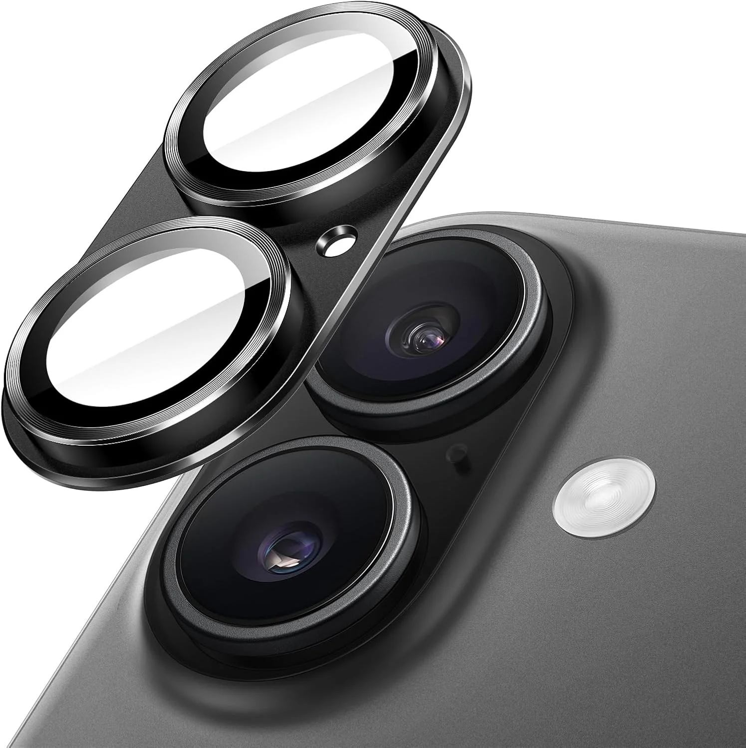 محافظ لنز دوربین JETech برای آیفون 17 6.3 اینچی، پوشش کامل شیشه حرارت دیده 9H، صفحه فلزی مات، سازگار با قاب، تک عددی (مشکی)