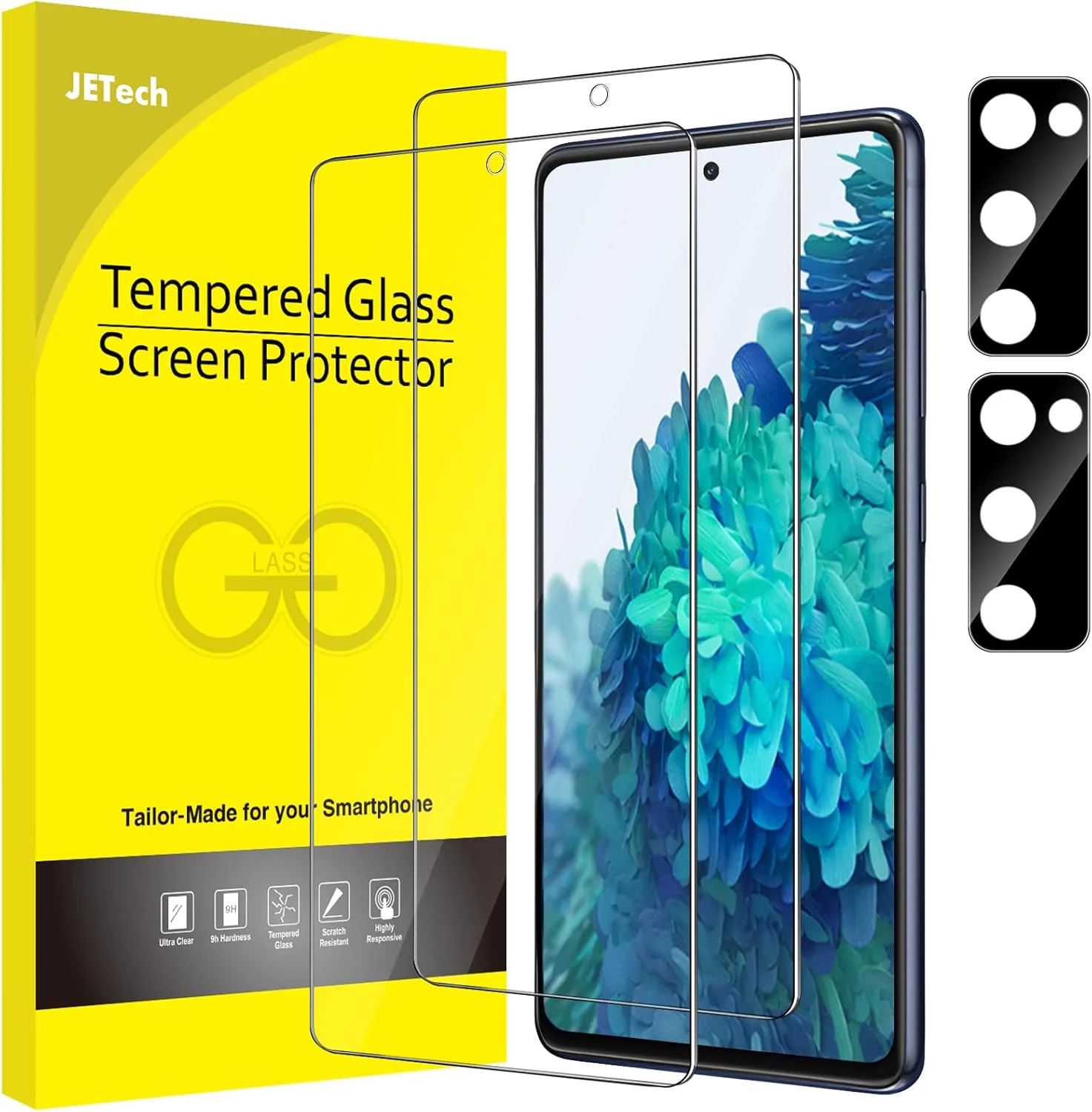 محافظ صفحه نمایش JETech برای گوشی سامسونگ گلکسی S20 FE سایز 6.5 اینچ به همراه محافظ لنز دوربین، فیلم شیشه ای حرارت دیده، سازگار با اثر انگشت، شفاف HD، 2 عدد در هر بسته محافظ صفحه نمایش JETech برای گوشی سامسونگ گلکسی S20 FE سایز 6.5 اینچ به همراه محافظ لنز دوربین، فیلم شیشه ای حرارت دیده، سازگار با اثر انگشت، شفاف HD، 2 عدد در هر بسته