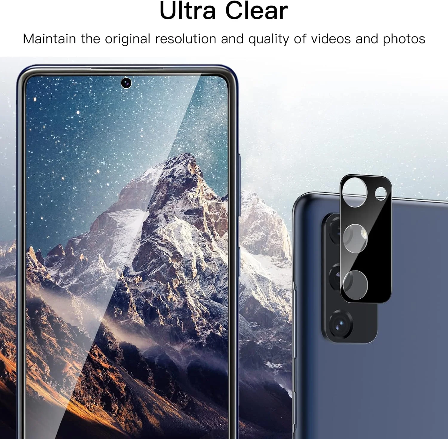 محافظ صفحه نمایش JETech برای گوشی سامسونگ گلکسی S20 FE سایز 6.5 اینچ به همراه محافظ لنز دوربین، فیلم شیشه ای حرارت دیده، سازگار با اثر انگشت، شفاف HD، 2 عدد در هر بسته