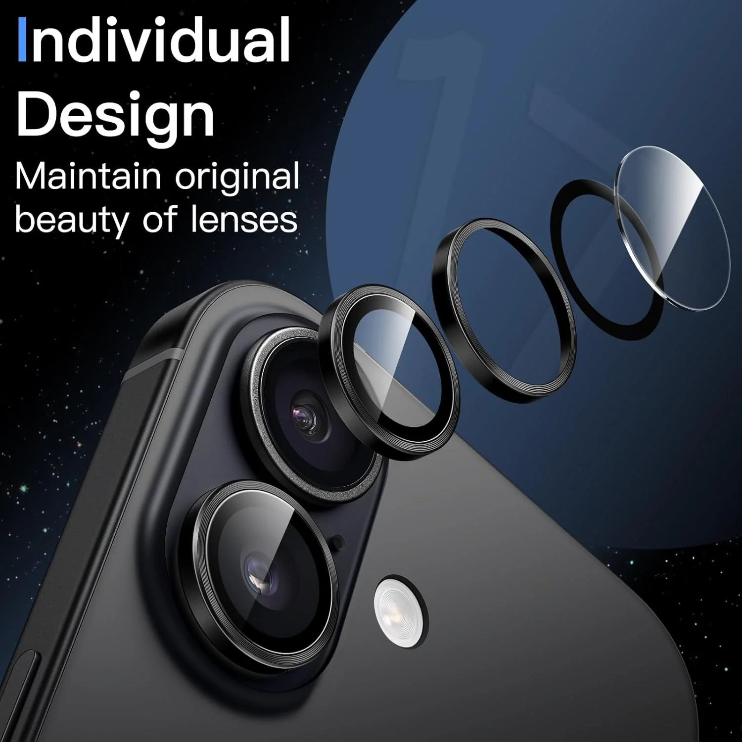 محافظ لنز دوربین JETech برای آیفون 17 6.3 اینچی، شیشه حرارت دیده 9H با حلقه فلزی جداگانه، نصب آسان، شفافیت HD، 1 عدد (مشکی) محافظ لنز دوربین JETech برای آیفون 17 6.3 اینچی، شیشه حرارت دیده 9H با حلقه فلزی جداگانه، نصب آسان، شفافیت HD، 1 عدد (مشکی)