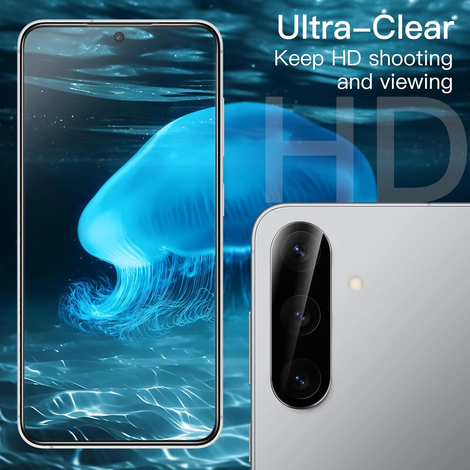 محافظ صفحه نمایش JETech برای گوشی سامسونگ گلکسی S25 5G به همراه محافظ لنز دوربین، فیلم شیشه ای حرارت دیده، سازگار با اثر انگشت، شفاف HD، بسته 2 عددی محافظ صفحه نمایش JETech برای گوشی سامسونگ گلکسی S25 5G به همراه محافظ لنز دوربین، فیلم شیشه ای حرارت دیده، سازگار با اثر انگشت، شفاف HD، بسته 2 عددی