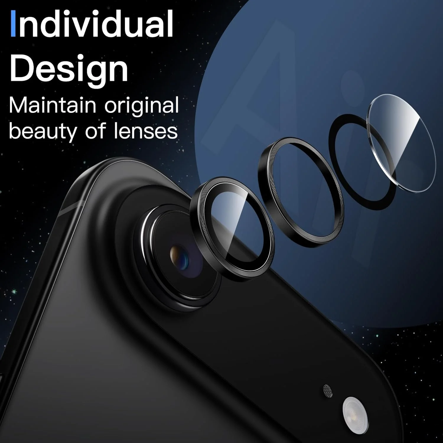 محافظ لنز دوربین JETech برای آیفون 17 Air، شیشه حرارت دیده 9H با حلقه فلزی جداگانه، نصب آسان، شفافیت HD، صفحه نمایش 6.5 اینچی، 1 عدد (مشکی) محافظ لنز دوربین JETech برای آیفون 17 Air، شیشه حرارت دیده 9H با حلقه فلزی جداگانه، نصب آسان، شفافیت HD، صفحه نمایش 6.5 اینچی، 1 عدد (مشکی)