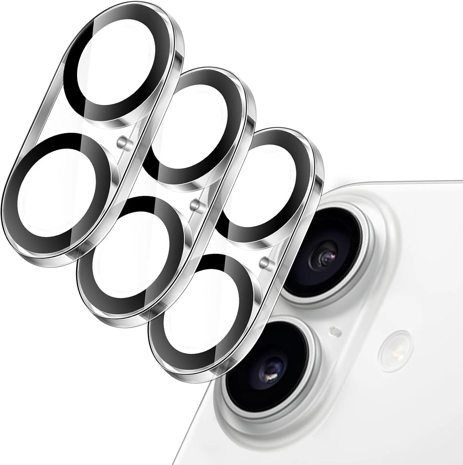 محافظ لنز دوربین JETech برای آیفون 17 6.3 اینچی، شیشه حرارت دیده 9H، ضد خش، سازگار با قاب، بدون تاثیر بر عکس های شب، شفافیت HD، بسته 3 عددی (شفاف)