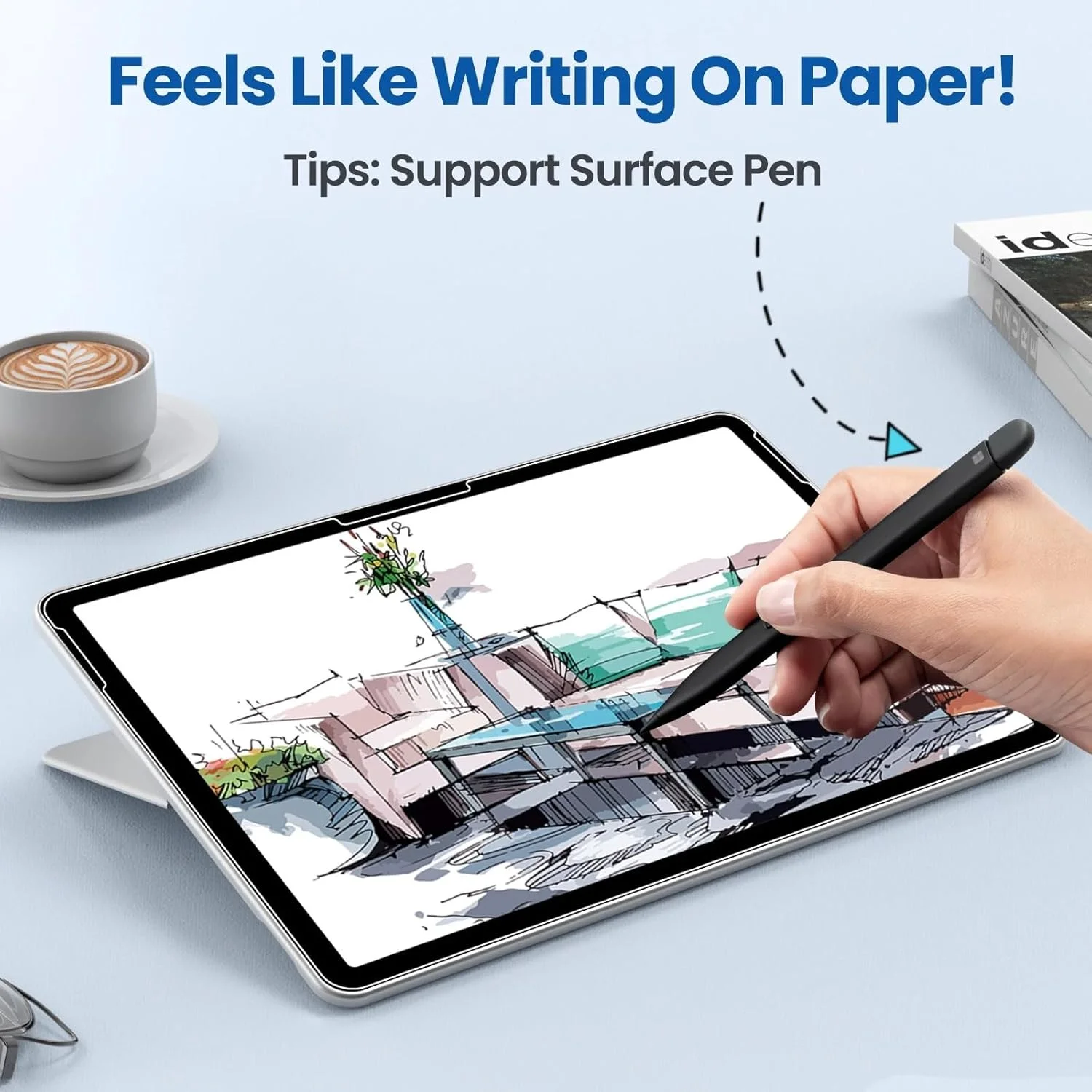 محافظ صفحه نمایش کاغذی Gruattreay [بسته 2 عددی] سازگار با تبلت 12 اینچی Microsoft Surface Pro 12 مدل 2025، محافظ صفحه نمایش مات ضد تابش PET نرم با پوشش کامل