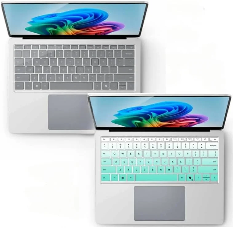 محافظ صفحه کلید Gruattreay بسته 4 عددی سازگار با Microsoft Surface Laptop 7 13.8 اینچ 2024 (مدل: 2036) محافظ صفحه کلید TPU فوق العاده نازک با شفافیت بالا (2 عدد شفاف + 2 عدد سبز گرادیان)
