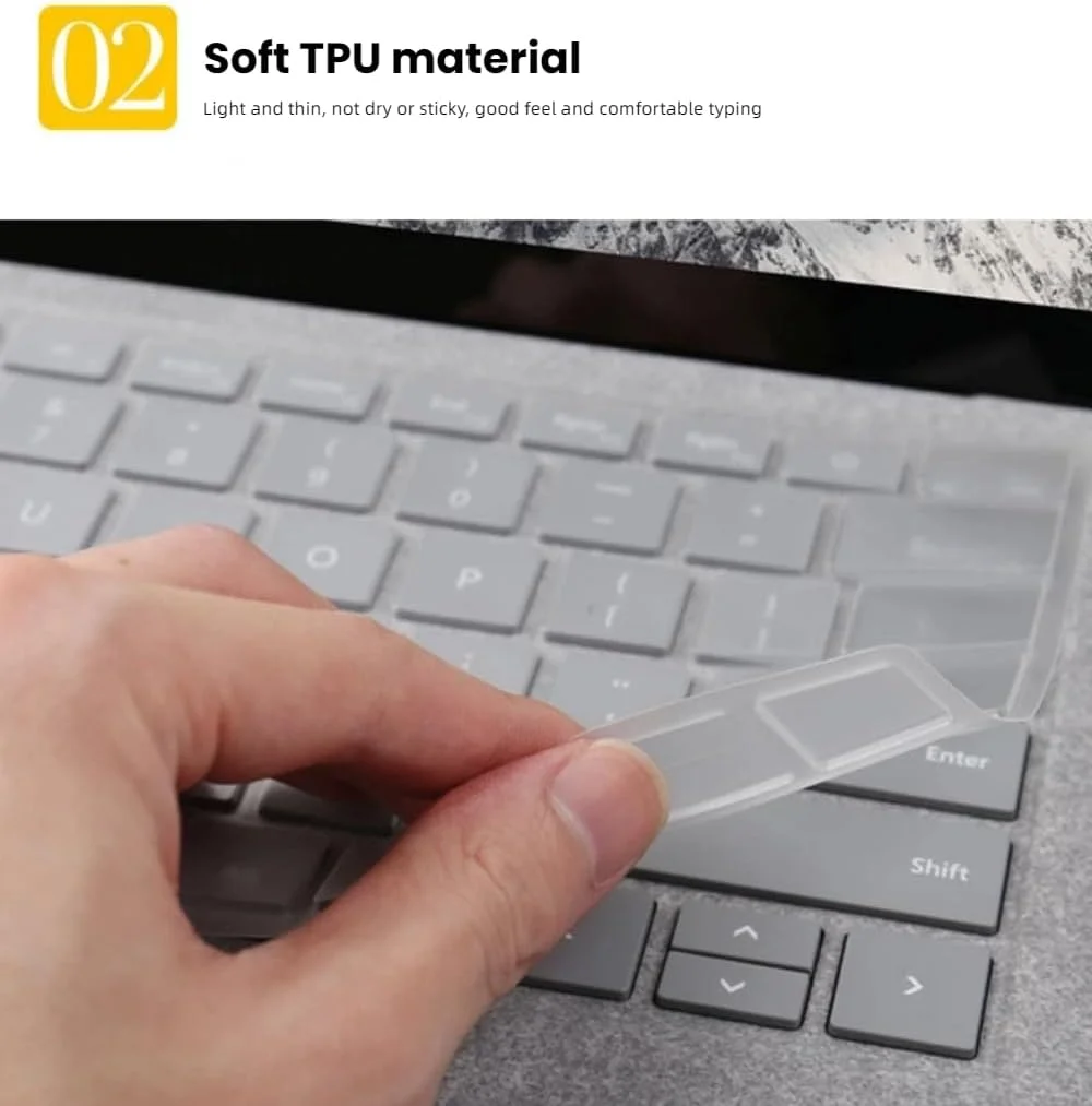 محافظ صفحه کلید Gruattreay بسته 2 عددی مناسب برای مایکروسافت Surface Pro 12 اینچی (2025)، فیلم محافظ صفحه کلید TPU نامرئی شفاف ضد آب و ضد گرد و غبار محافظ صفحه کلید Gruattreay بسته 2 عددی مناسب برای مایکروسافت Surface Pro 12 اینچی (2025)، فیلم محافظ صفحه کلید TPU نامرئی شفاف ضد آب و ضد گرد و غبار