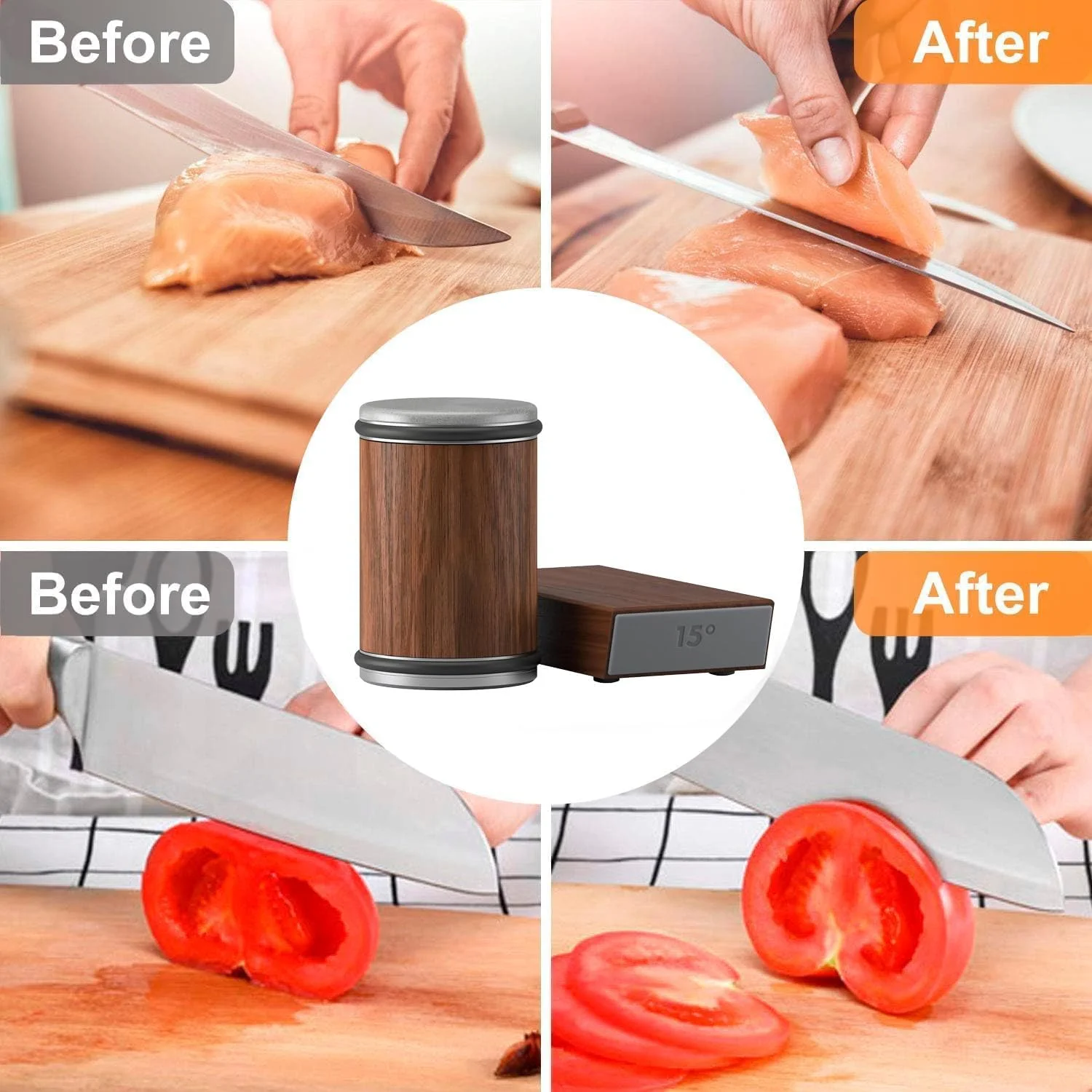 تیزکننده چاقوی غلتکی Beauenty، ابزار مغناطیسی تیز کردن چاقو، سنگ تیزکن غلتکی چوبی برای چاقوهای آشپزخانه، کیت تیزکننده چاقو با زوایای 15 و 20 درجه تیزکننده چاقوی غلتکی Beauenty، ابزار مغناطیسی تیز کردن چاقو، سنگ تیزکن غلتکی چوبی برای چاقوهای آشپزخانه، کیت تیزکننده چاقو با زوایای 15 و 20 درجه