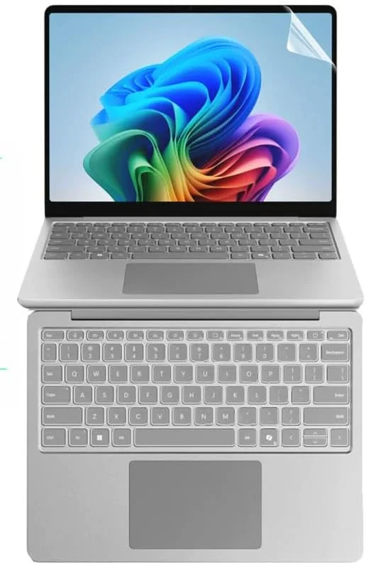 Gruattreay [بسته 2+2 عددی] سازگار با لپ تاپ 13 اینچی مایکروسافت سرفیس مدل 2095 (2025): روکش کیبورد سیلیکونی TPU شفاف و محافظ صفحه نمایش با کیفیت بالا