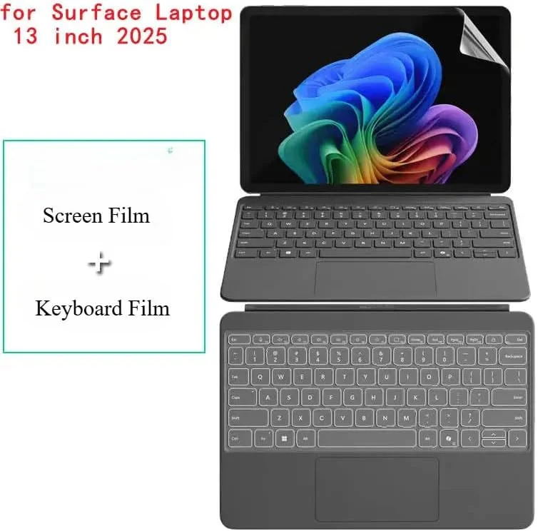 Gruattreay [بسته 2+2 عددی] سازگار با لپ تاپ 13 اینچی مایکروسافت سرفیس مدل 2095 (2025): روکش کیبورد سیلیکونی TPU شفاف و محافظ صفحه نمایش با کیفیت بالا