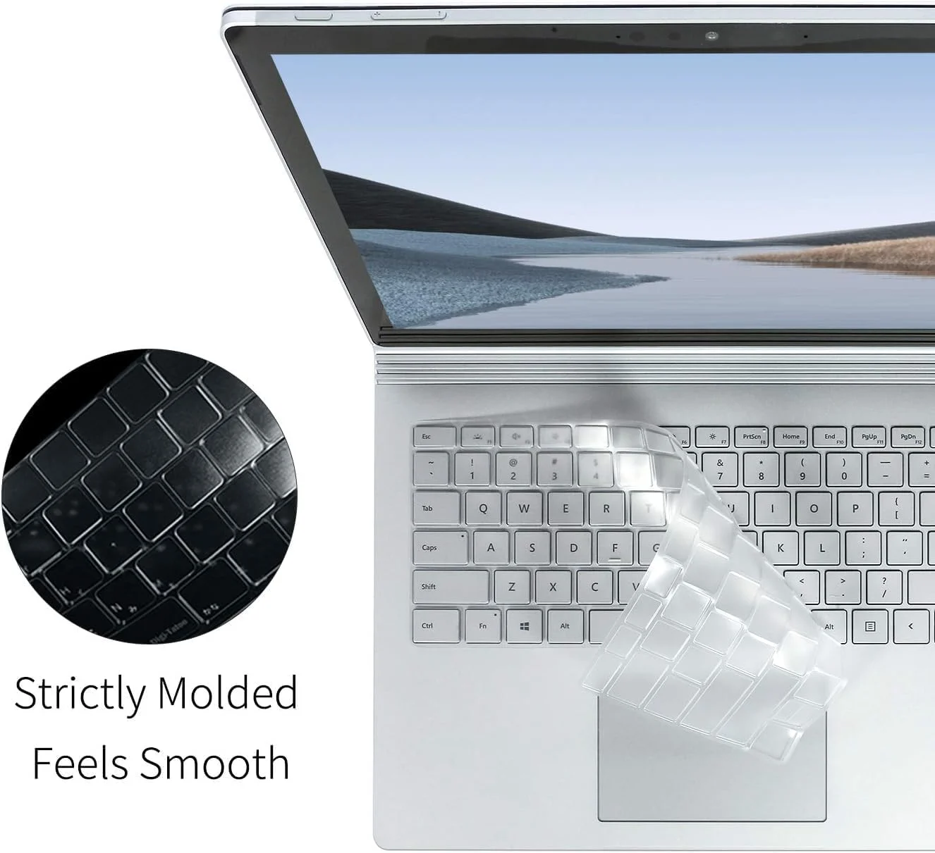 محافظ صفحه کلید Gruattreay، سازگار با Microsoft Surface Book 3/ Book 2 13.5 اینچی، فوق العاده نازک، محافظ صفحه کلید با شفافیت بالا (4 عدد سفید شفاف)