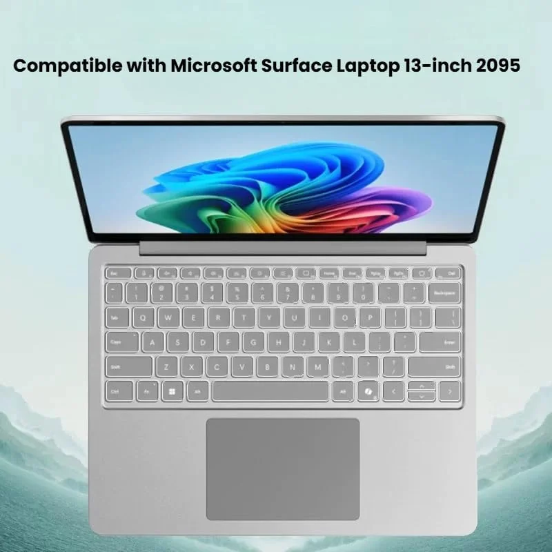 Gruattreay [بسته 2+2 عددی] سازگار با لپ تاپ 13 اینچی مایکروسافت سرفیس مدل 2095 (2025): روکش کیبورد سیلیکونی TPU شفاف و محافظ صفحه نمایش با کیفیت بالا