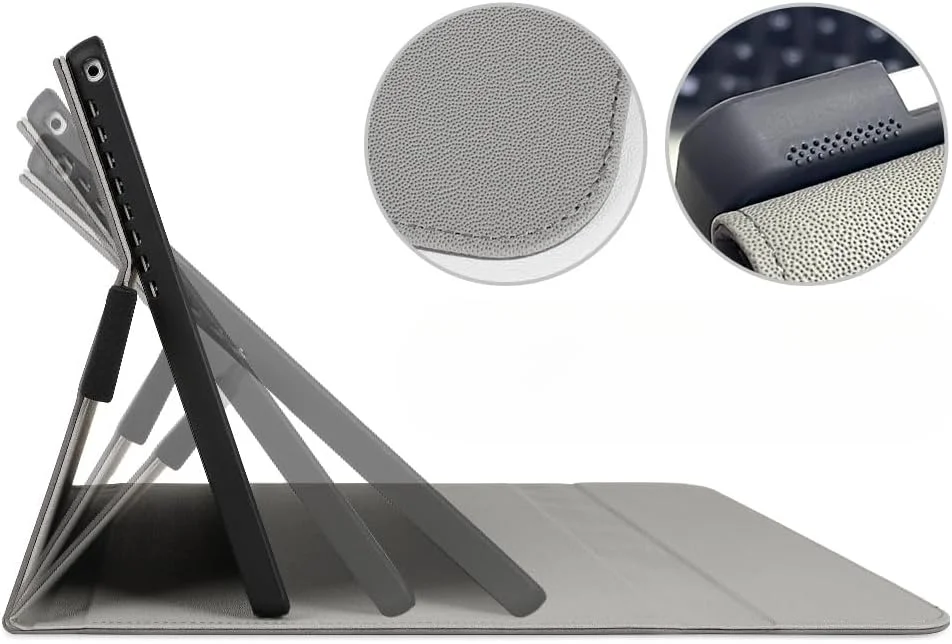 کیف محافظ Gruattreay سازگار با Microsoft Surface Pro 12 اینچی (2025)، جلد تاشو ضد ضربه و مقاوم، جلد تجاری با نگهدارنده قلم برای Surface Pro 12 (خاکستری)