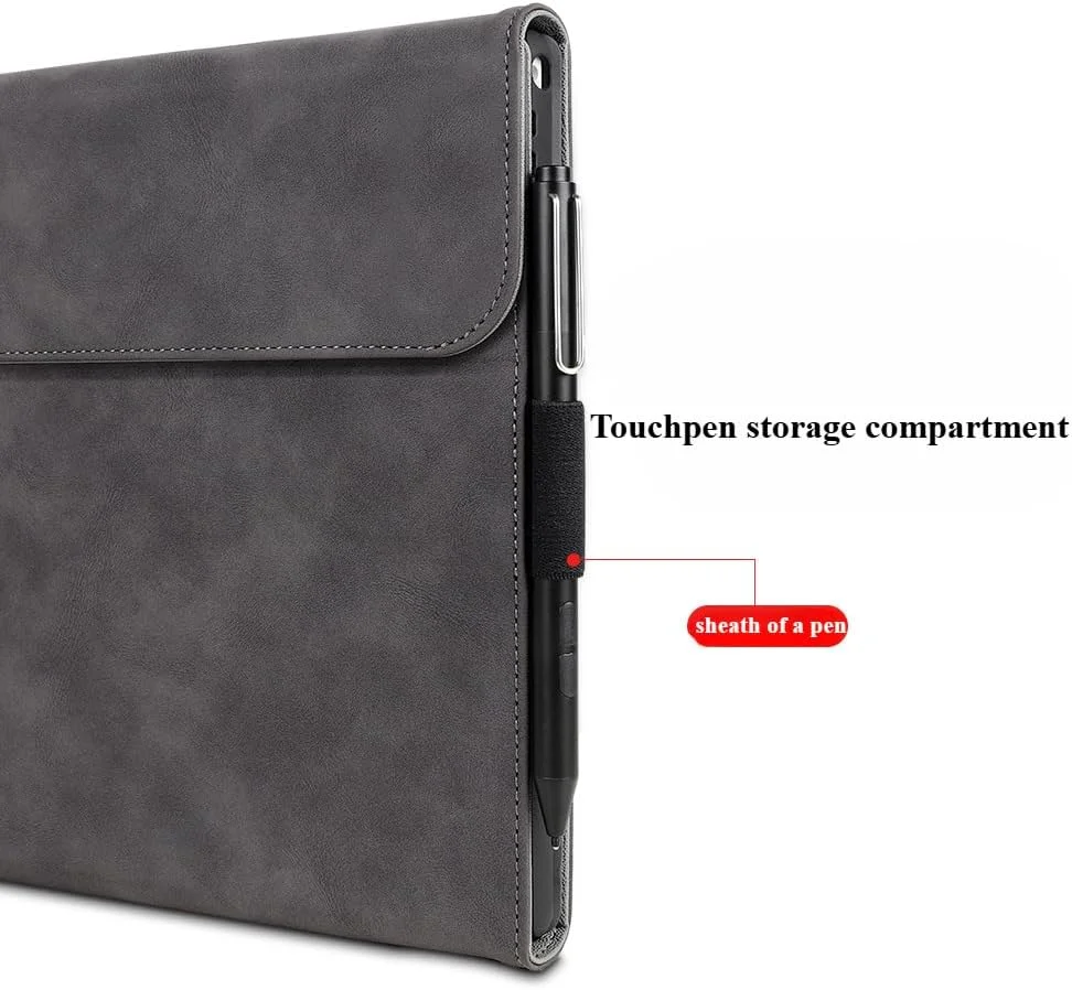 کیف محافظ Gruattreay سازگار با Microsoft Surface Pro 12 اینچی (2025)، جلد تاشو ضد ضربه و مقاوم، جلد تجاری با نگهدارنده قلم برای Surface Pro 12 (خاکستری)