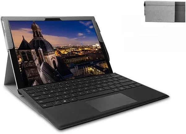 کیف تبلت Gruattreay برای مایکروسافت Surface Pro 12 اینچ (2025)، کیف محافظ چرمی، سازگار با کاور کیبورد به همراه جای قلم (خاکستری)