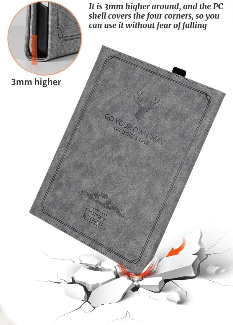 کاور محافظ چند زاویه Gruattreay سازگار با Microsoft Surface Pro 11 (2024) 13 اینچی، دارای جای قلم، مناسب برای کیبورد و پایه Surface Pro 11 (مشکی)