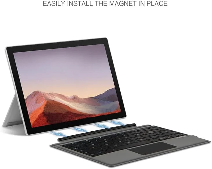 Gruattreay Arabic and English Keyboard Compatible with Microsoft Surface Pro 11/10/9/8/X, Wireless Bluetooth Magnetic Detachable 7-Color Backlit Smart Touchpad Keyboard (Black-Arabic)