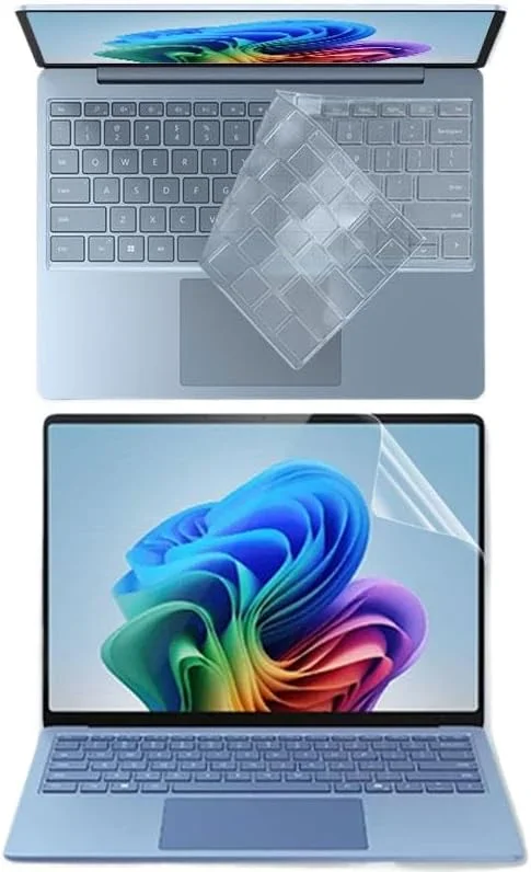 روکش کیبورد سیلیکونی TPU با شفافیت بالا و محافظ صفحه نمایش ضد خش Gruattreay سازگار با Microsoft Surface Laptop 7 13.8 اینچ 2024 (مدل: 2036)