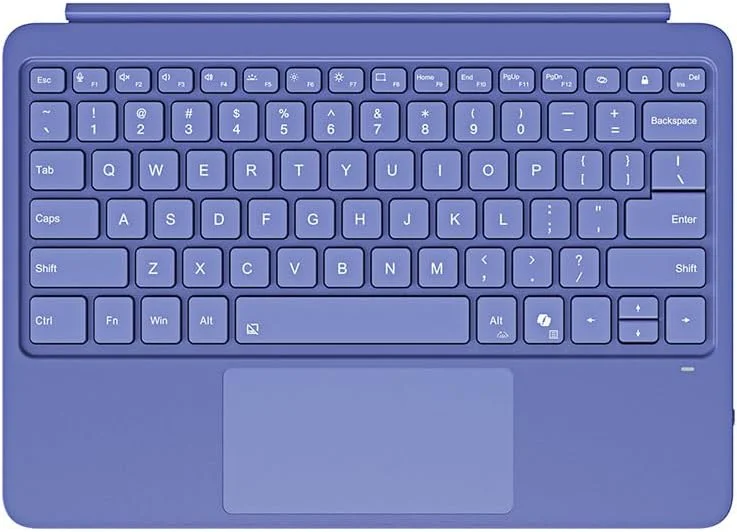 صفحه کلید عربی و انگلیسی Gruattreay سازگار با Microsoft Surface Pro 12، صفحه کلید مغناطیسی بلوتوث با صفحه لمسی هوشمند و جلوه نور پس زمینه 7 رنگ (آبی)