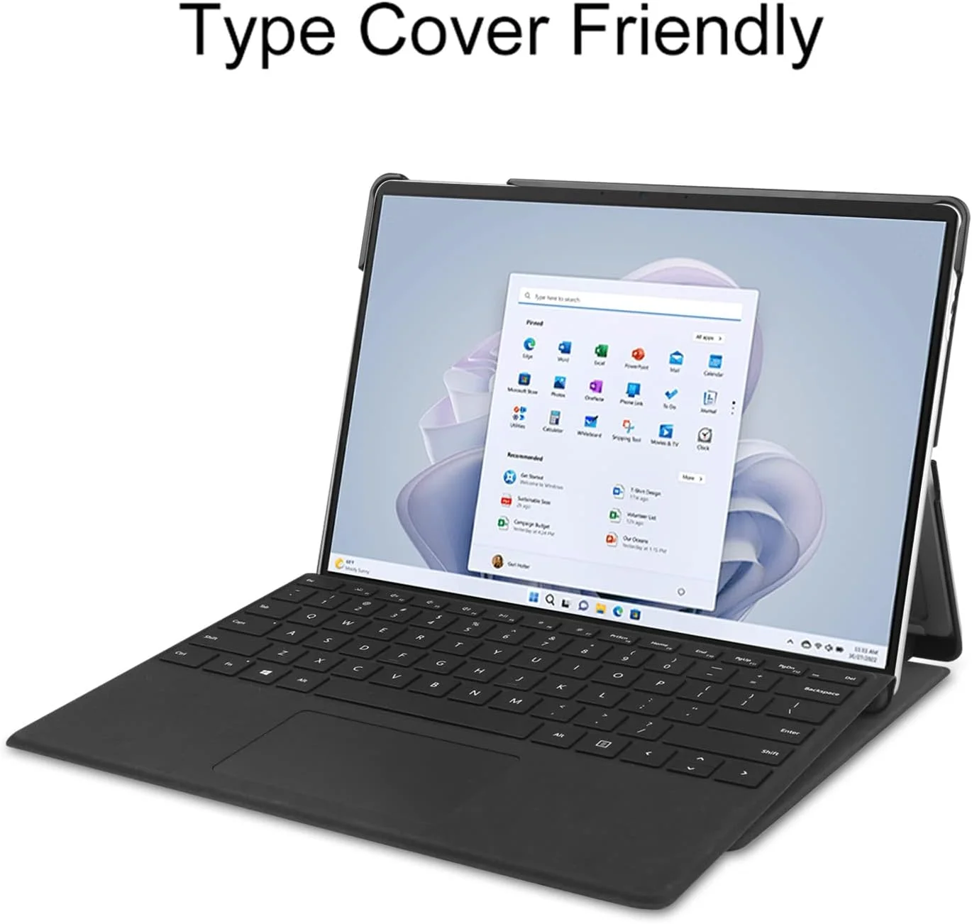 کاور تبلت مایکروسافت سرفیس پرو 11/10/9 مدل 2024/2022 گرواتری، فوق العاده باریک، استند تاشو، سبک وزن، سازگار با کیبورد تایپ کاور، جنس چرم (آبی تیره)