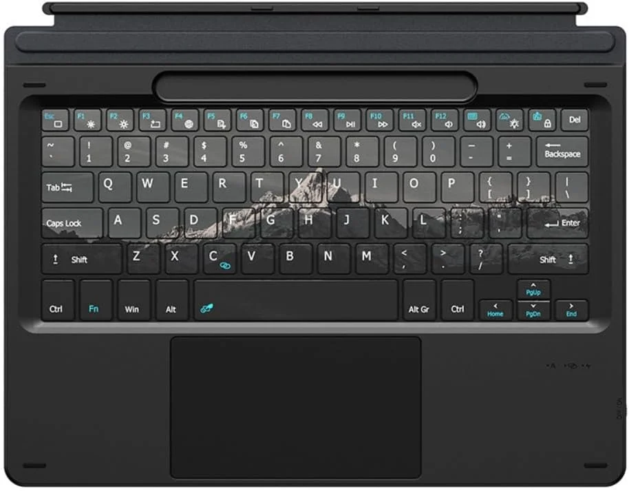 کیبورد نور پس زمینه 7 رنگ Gruattreay سازگار با Microsoft Surface Pro 11/10/9/8/X، کیبورد بلوتوث مغناطیسی با تاچ پد هوشمند و جای قلم قابل شارژ (مشکی 1)