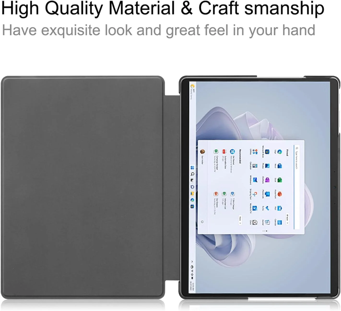 کاور تبلت مایکروسافت سرفیس پرو 11/10/9 مدل 2024/2022 گرواتری، فوق العاده باریک، استند تاشو، سبک وزن، سازگار با کیبورد تایپ کاور، جنس چرم (آبی تیره)