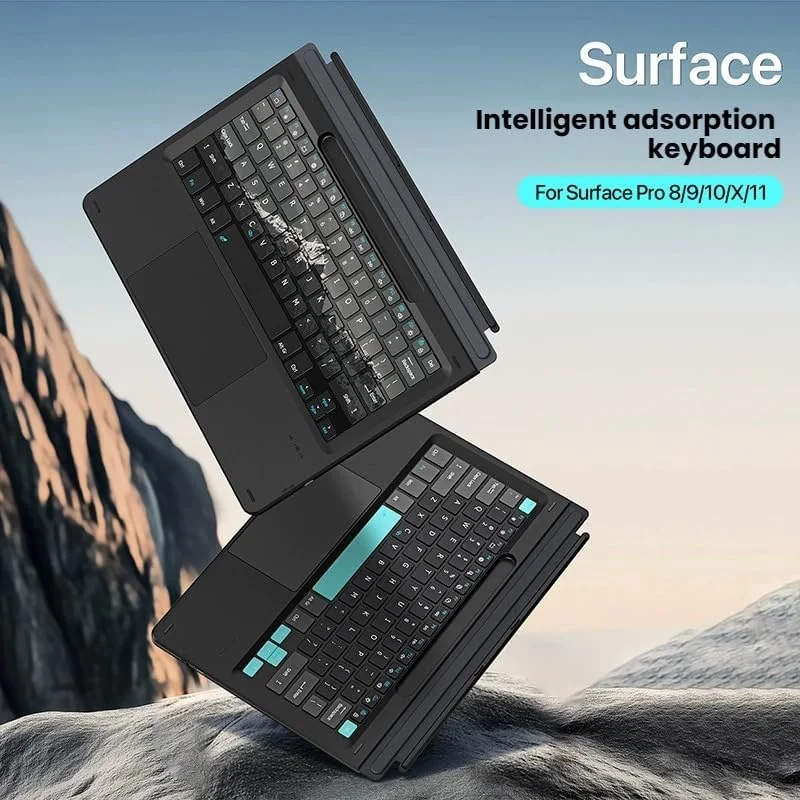 کیبورد نور پس زمینه 7 رنگ Gruattreay سازگار با Microsoft Surface Pro 11/10/9/8/X، کیبورد بلوتوث مغناطیسی با تاچ پد هوشمند و جای قلم قابل شارژ (مشکی 1) کیبورد نور پس زمینه 7 رنگ Gruattreay سازگار با Microsoft Surface Pro 11/10/9/8/X، کیبورد بلوتوث مغناطیسی با تاچ پد هوشمند و جای قلم قابل شارژ (مشکی 1)
