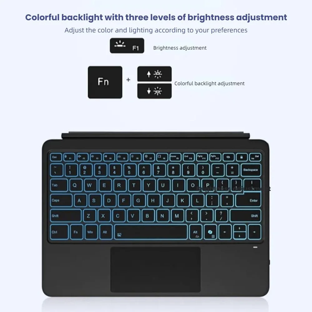صفحه کلید نور پس زمینه 7 رنگ Gruattreay سازگار با تبلت 12 اینچی Microsoft Surface Pro (2025)، صفحه کلید بلوتوث مغناطیسی خارجی با تاچ پد هوشمند داخلی (مشکی) صفحه کلید نور پس زمینه 7 رنگ Gruattreay سازگار با تبلت 12 اینچی Microsoft Surface Pro (2025)، صفحه کلید بلوتوث مغناطیسی خارجی با تاچ پد هوشمند داخلی (مشکی)