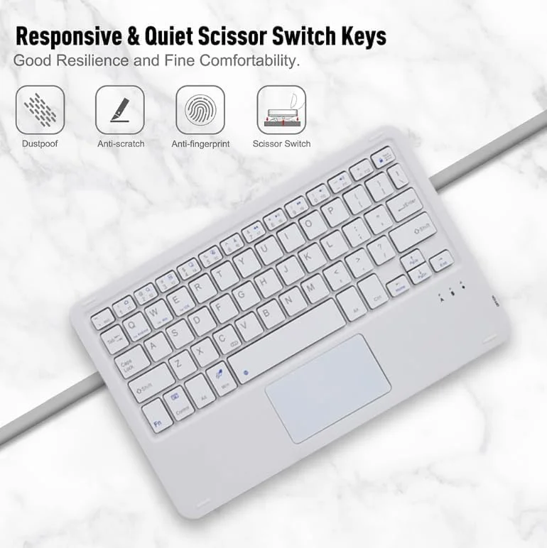 کیبورد دارای نور پس زمینه Gruattreay سازگار با Microsoft Surface Pro 11/10/9، [13 اینچ] کاور محافظ استند صفحه کلید بلوتوثی با تاچ پد (کلید مربع مشکی)