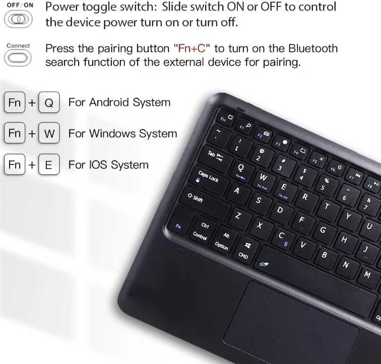 کیبورد دارای نور پس زمینه Gruattreay سازگار با Microsoft Surface Pro 11/10/9، [13 اینچ] کاور محافظ استند صفحه کلید بلوتوثی با تاچ پد (کلید مربع مشکی)