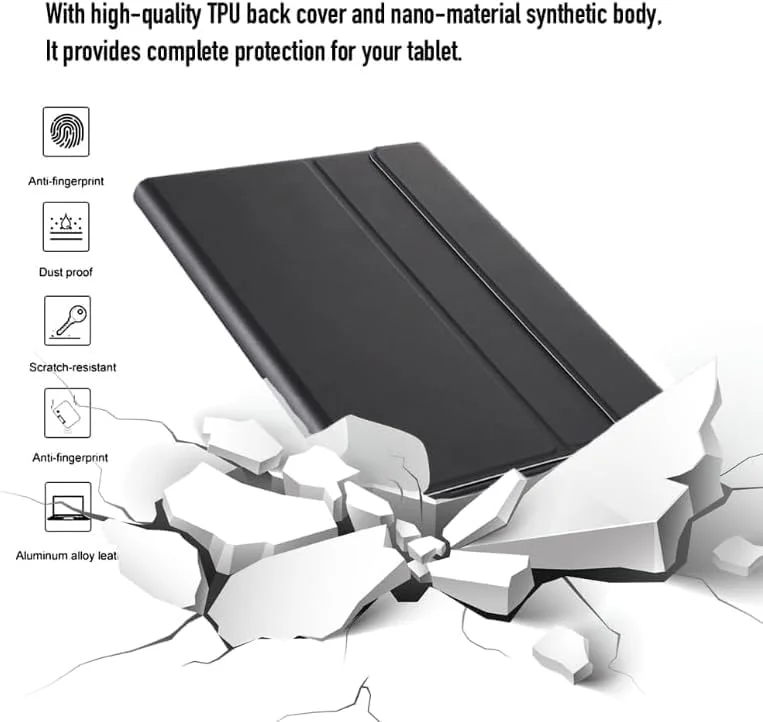 کیبورد دارای نور پس زمینه Gruattreay سازگار با Microsoft Surface Pro 11/10/9، [13 اینچ] کاور محافظ استند صفحه کلید بلوتوثی با تاچ پد (کلید مربع مشکی)