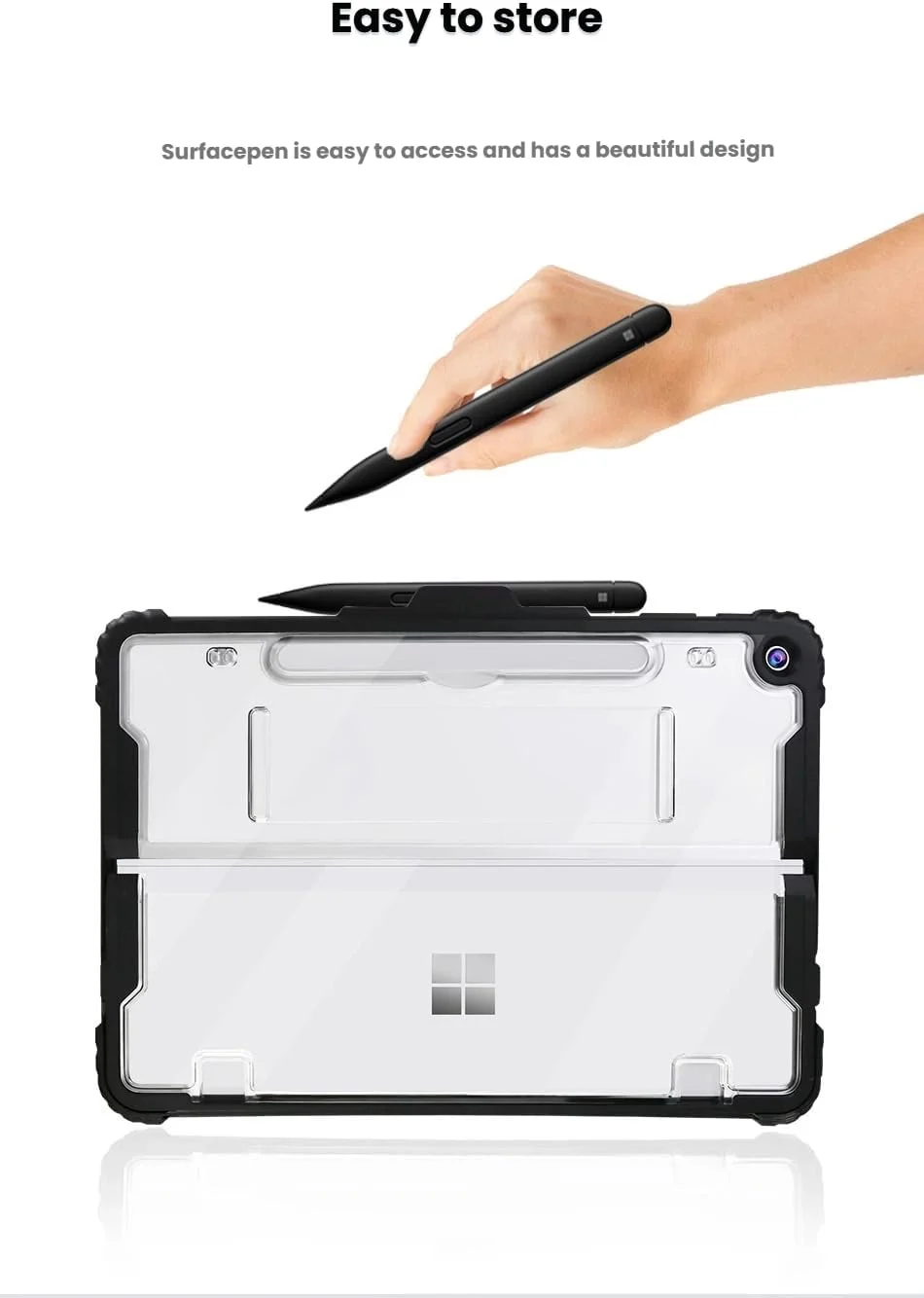 کاور محافظتی مقاوم Gruattreay سازگار با تبلت 12 اینچی Microsoft Surface Pro (2025)، کاور محافظتی همه کاره با جای قلم برای Surface Pro 12 (مشکی)