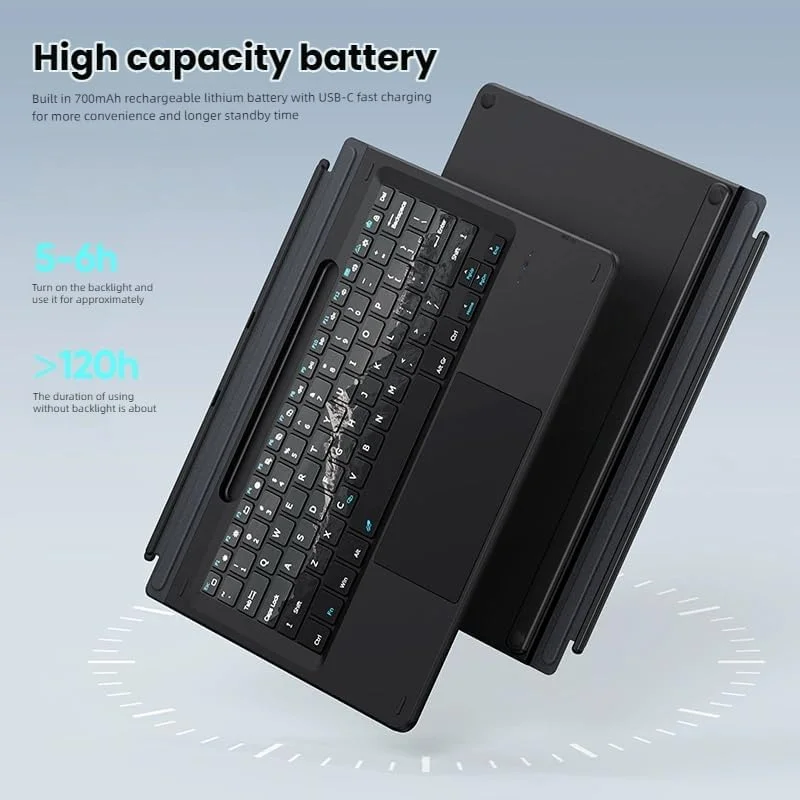 کیبورد نور پس زمینه 7 رنگ Gruattreay سازگار با Microsoft Surface Pro 11/10/9/8/X، کیبورد بلوتوث مغناطیسی با تاچ پد هوشمند و جای قلم قابل شارژ (مشکی 1) کیبورد نور پس زمینه 7 رنگ Gruattreay سازگار با Microsoft Surface Pro 11/10/9/8/X، کیبورد بلوتوث مغناطیسی با تاچ پد هوشمند و جای قلم قابل شارژ (مشکی 1)