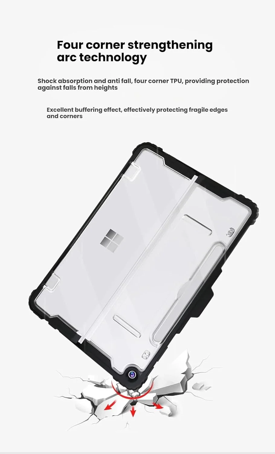 کاور محافظتی مقاوم Gruattreay سازگار با تبلت 12 اینچی Microsoft Surface Pro (2025)، کاور محافظتی همه کاره با جای قلم برای Surface Pro 12 (مشکی)