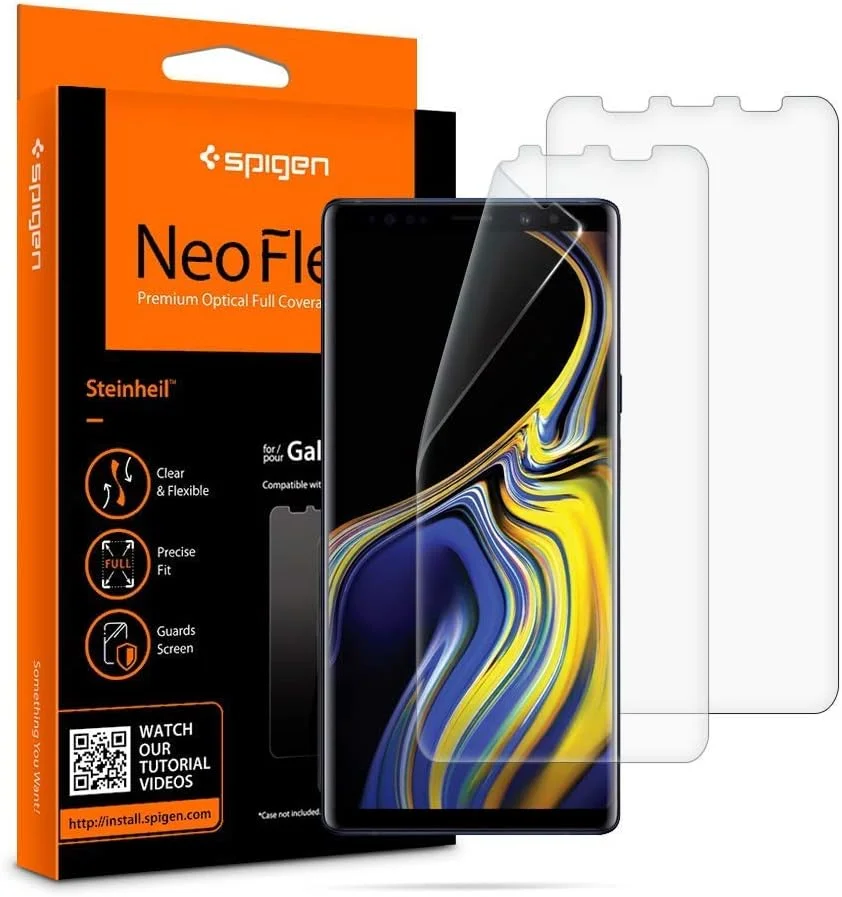 محافظ صفحه نمایش نئو فلکس HD گوشی سامسونگ گلکسی نوت 9 از برند Spigen - بسته 2 عددی پوشش کامل انعطاف پذیر محافظ صفحه نمایش نئو فلکس HD گوشی سامسونگ گلکسی نوت 9 از برند Spigen - بسته 2 عددی پوشش کامل انعطاف پذیر