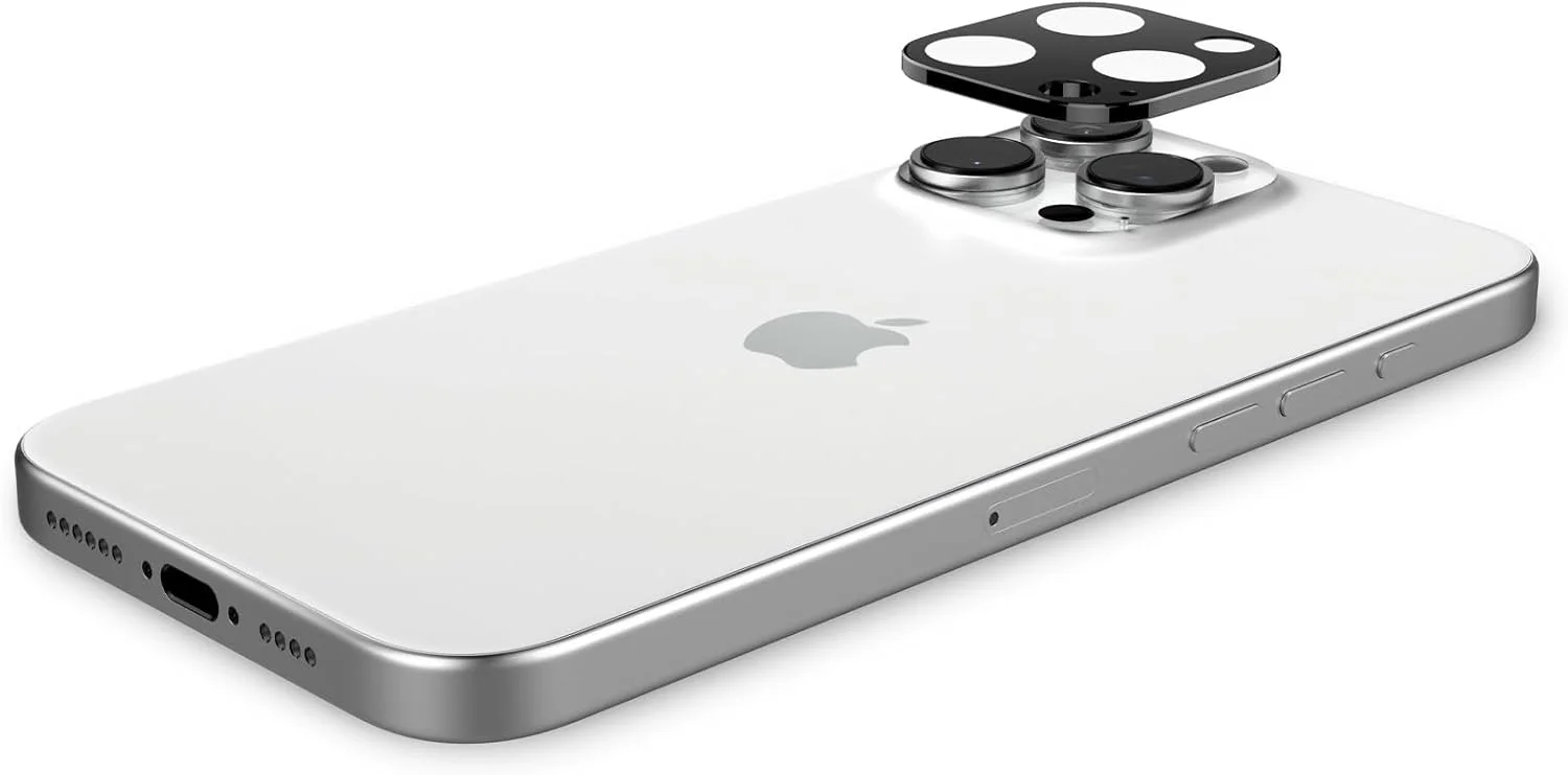 محافظ لنز دوربین شیشه ای Spigen GLAStR EZ-Fit Optik PRO طراحی شده برای آیفون 16e - مشکی [بسته 2 عددی]