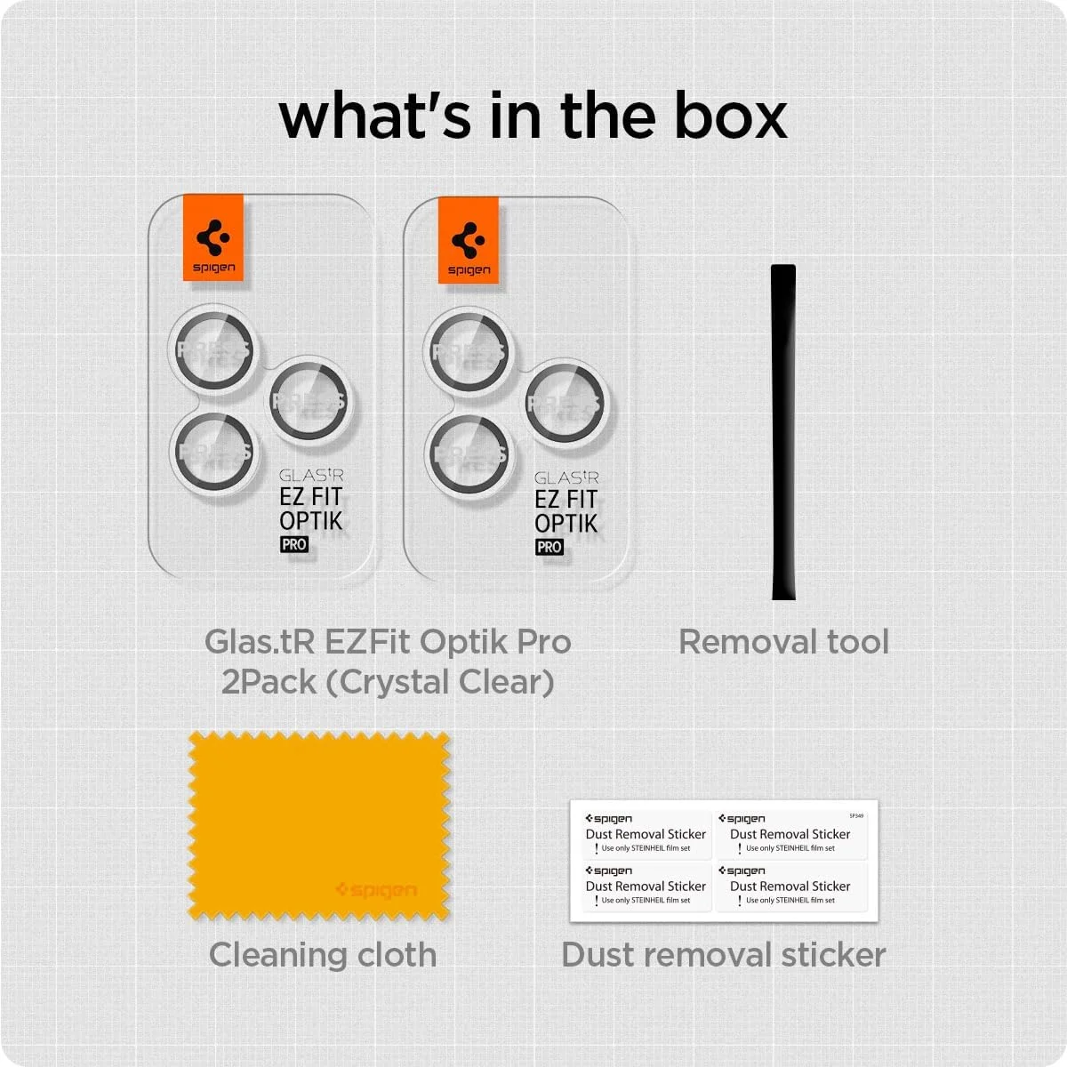 محافظ لنز دوربین شیشه ای Spigen GLAStR EZ-Fit Optik PRO برای آیفون 16 پرو مکس/15 پرو/14 پرو - شفاف [بسته 2 عددی]