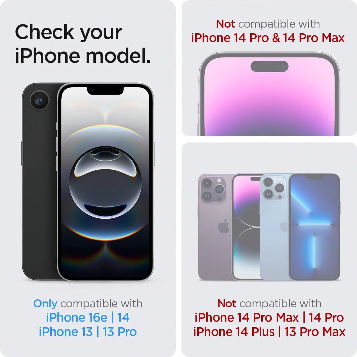 محافظ صفحه نمایش شیشه ای Spigen GLAStR EZ FIT [دو عددی] برای آیفون 16e و آیفون 14 / آیفون 13 پرو / آیفون 13 (6.1 اینچ) شیشه حرارت دیده ممتاز - [سازگار با قاب]