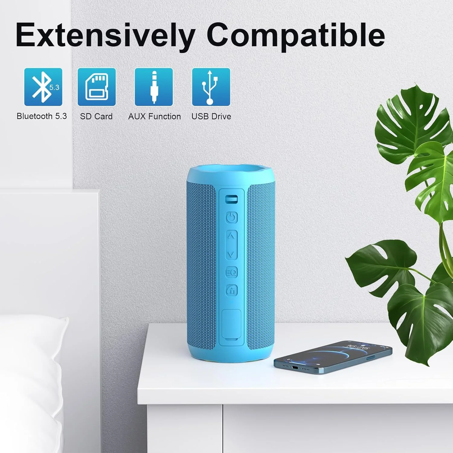 اسپیکر بلوتوثی Ortizan، اسپیکر بی سیم قابل حمل ارتقا یافته با صدای استریو بلند 24 واتی و نور LED، ضد آب IPX7، 30 ساعت پخش، بیس اضافی، جفت شدن دوگانه برای خانه، مسافرت، فضای باز